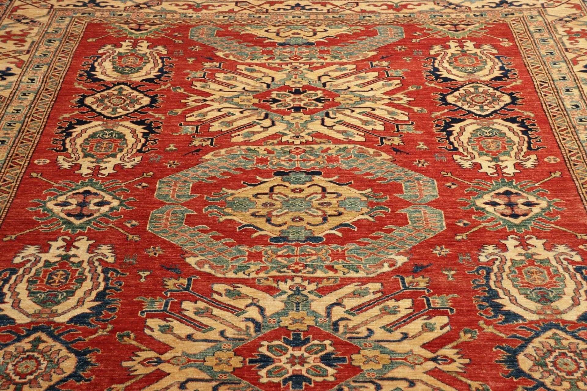 kazak-orientteppich-246-x-308-cm-geometrisch-handgeknupft-8 Handgeknüpfter Kazak Orientteppich, 246 × 308 cm, Wolle