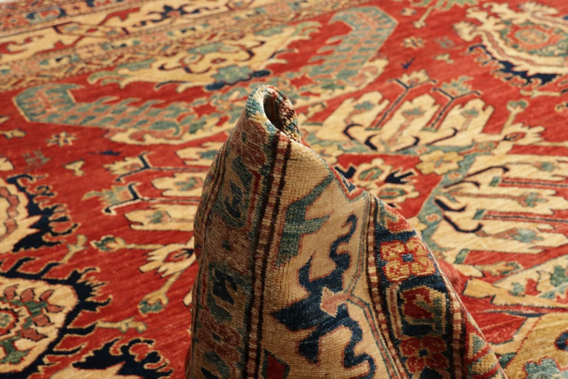 kazak-orientteppich-246-x-308-cm-geometrisch-handgeknupft-9 Handgeknüpfter Kazak Orientteppich, 246 × 308 cm, Wolle