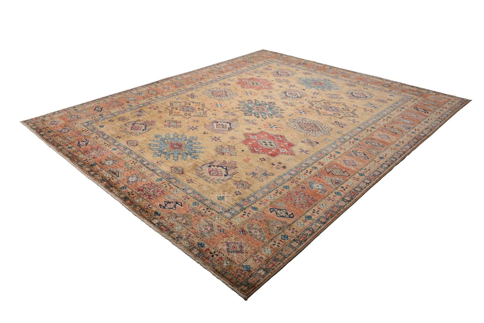 kazak-teppich-256-x-307cm-geometrisches-muster-schurwolle-handgeknupft-1 Kazak Orientteppich 256 × 307 cm aus Wolle, handgeknüpft