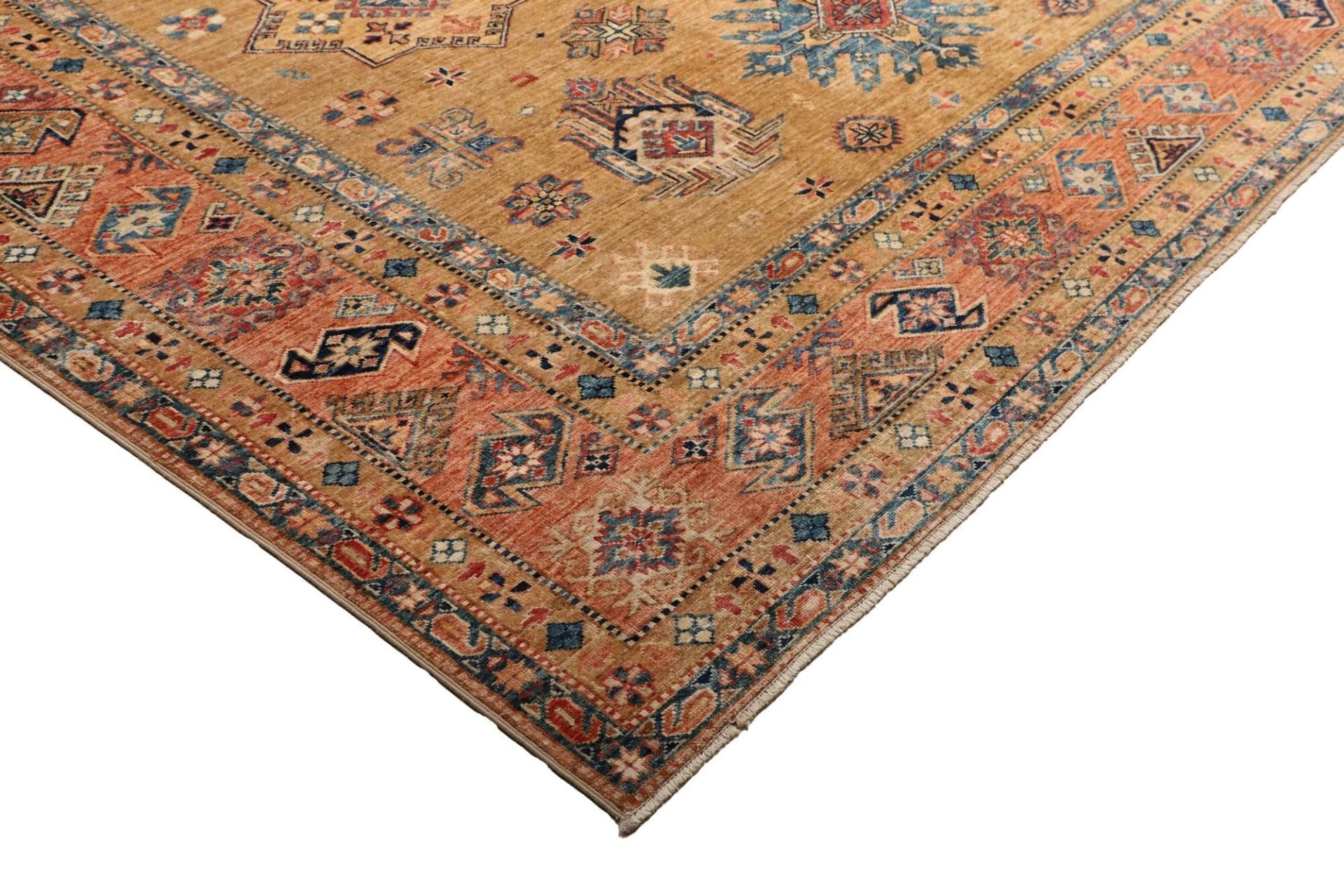 kazak-teppich-256-x-307cm-geometrisches-muster-schurwolle-handgeknupft-4 Kazak Orientteppich 256 × 307 cm aus Wolle, handgeknüpft