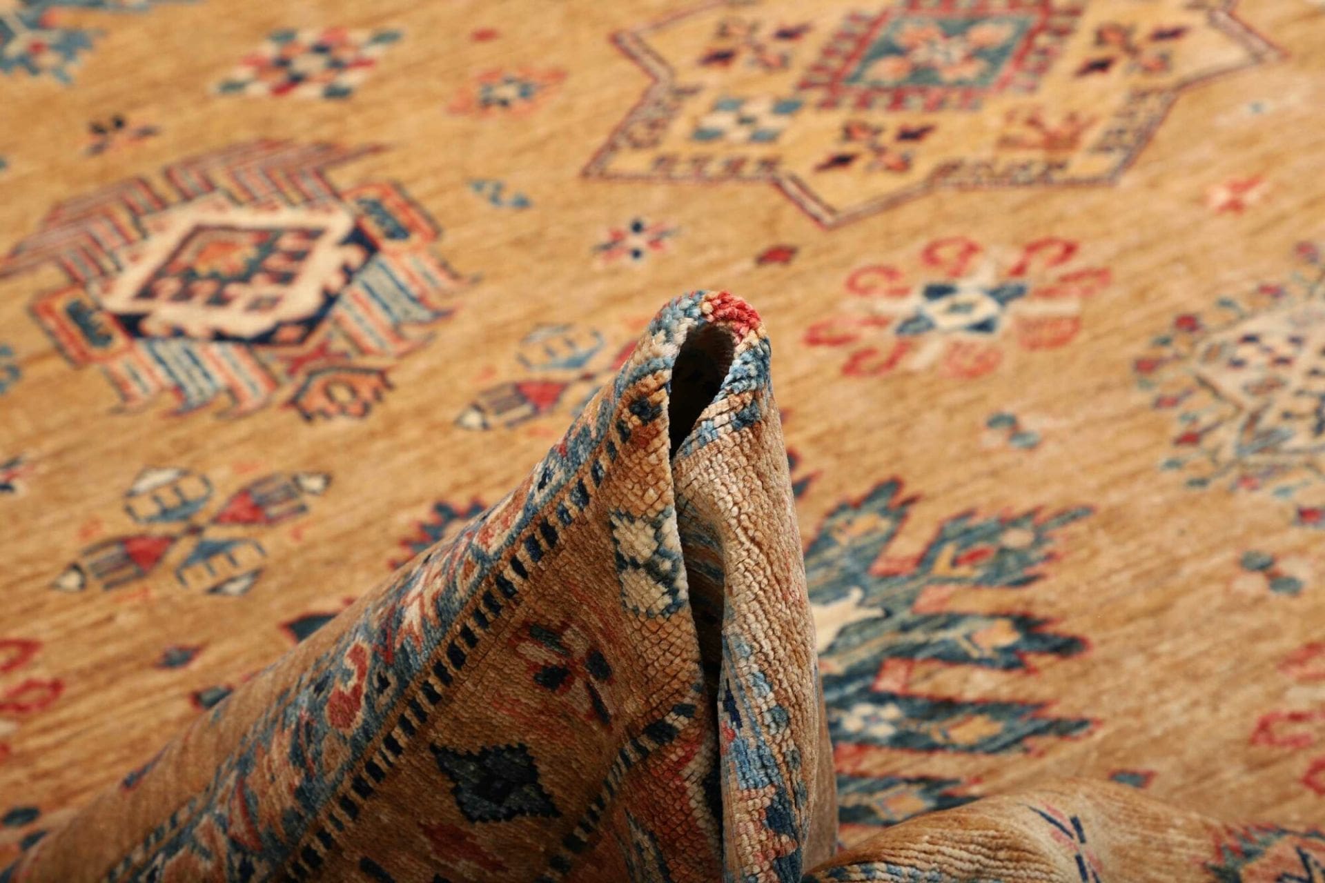 kazak-teppich-256-x-307cm-geometrisches-muster-schurwolle-handgeknupft-8 Kazak Orientteppich 256 × 307 cm aus Wolle, handgeknüpft