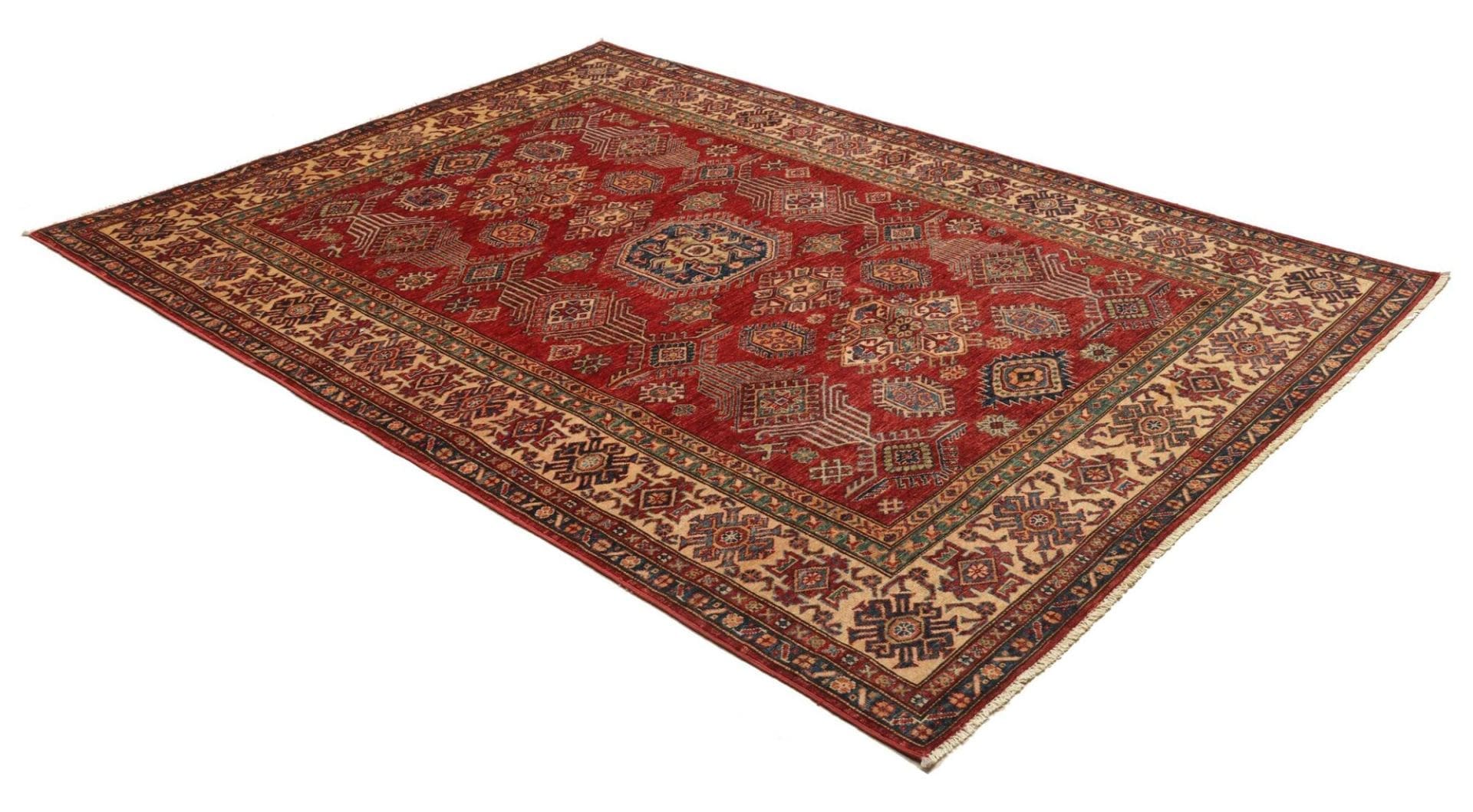 Kazak Orientteppich 185 × 253 cm aus Wolle, handgeknüpft
