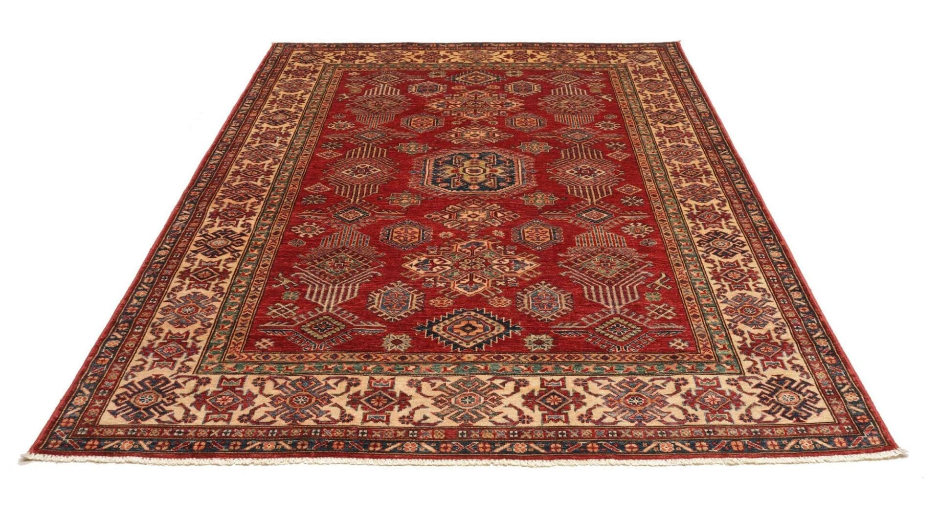 Kazak Orientteppich 185 × 253 cm aus Wolle, handgeknüpft