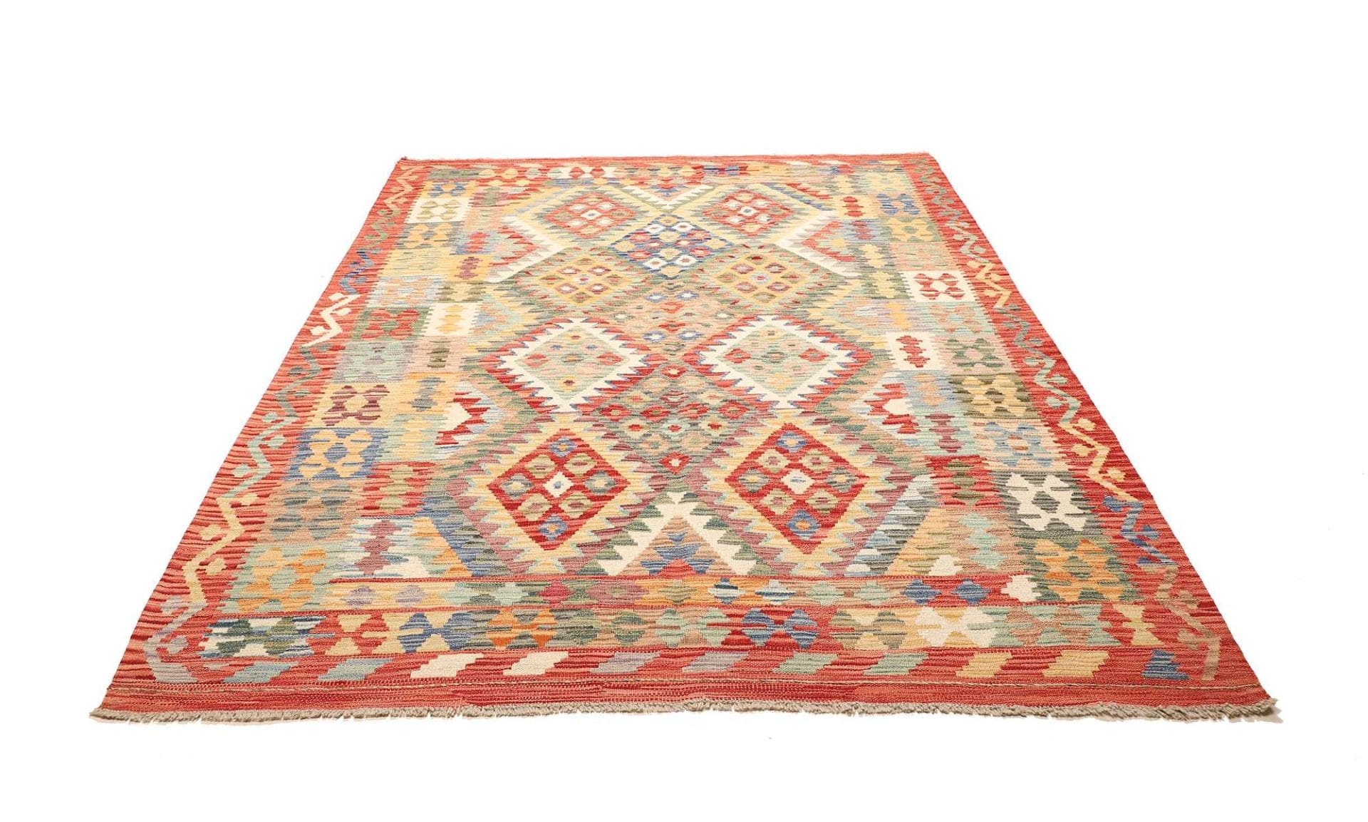 kelim-teppich-186-x-243-cm-in-schurwolle-handgewebt-rustikal-1 Kelim 186 × 243 cm aus Wolle, handgewebt