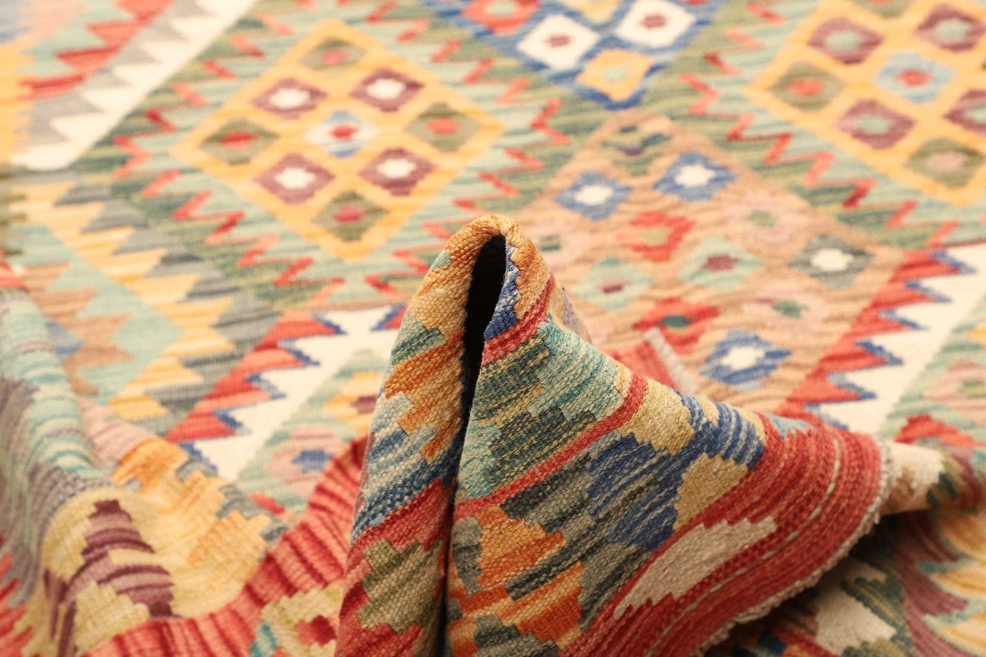 kelim-teppich-186-x-243-cm-in-schurwolle-handgewebt-rustikal-5 Kelim 186 × 243 cm aus Wolle, handgewebt