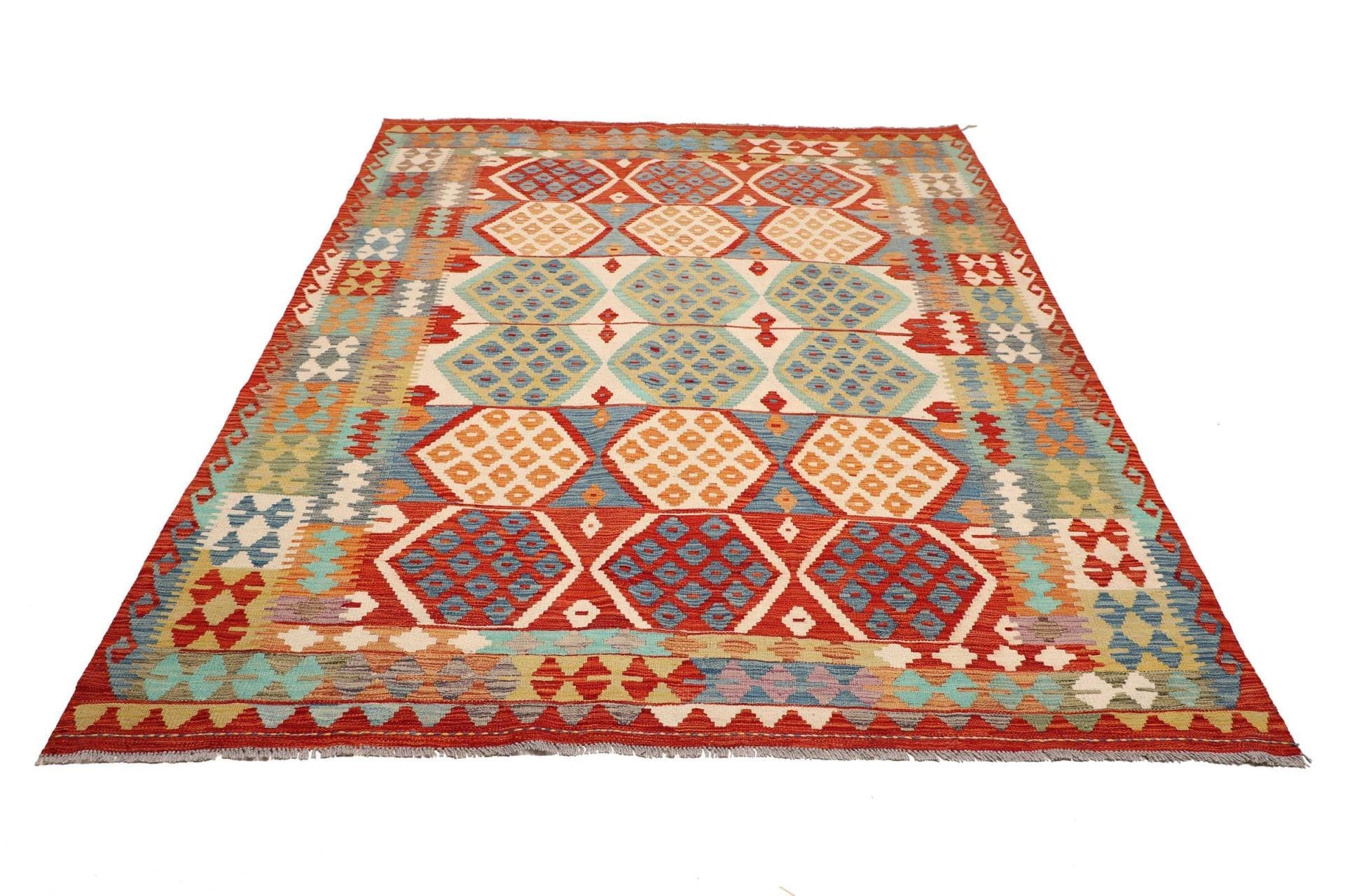 kelim-teppich-180-x-238-cm-handgewebt-rustikales-design-wolle-1 Kelim 180 × 238 cm aus Wolle, handgewebt