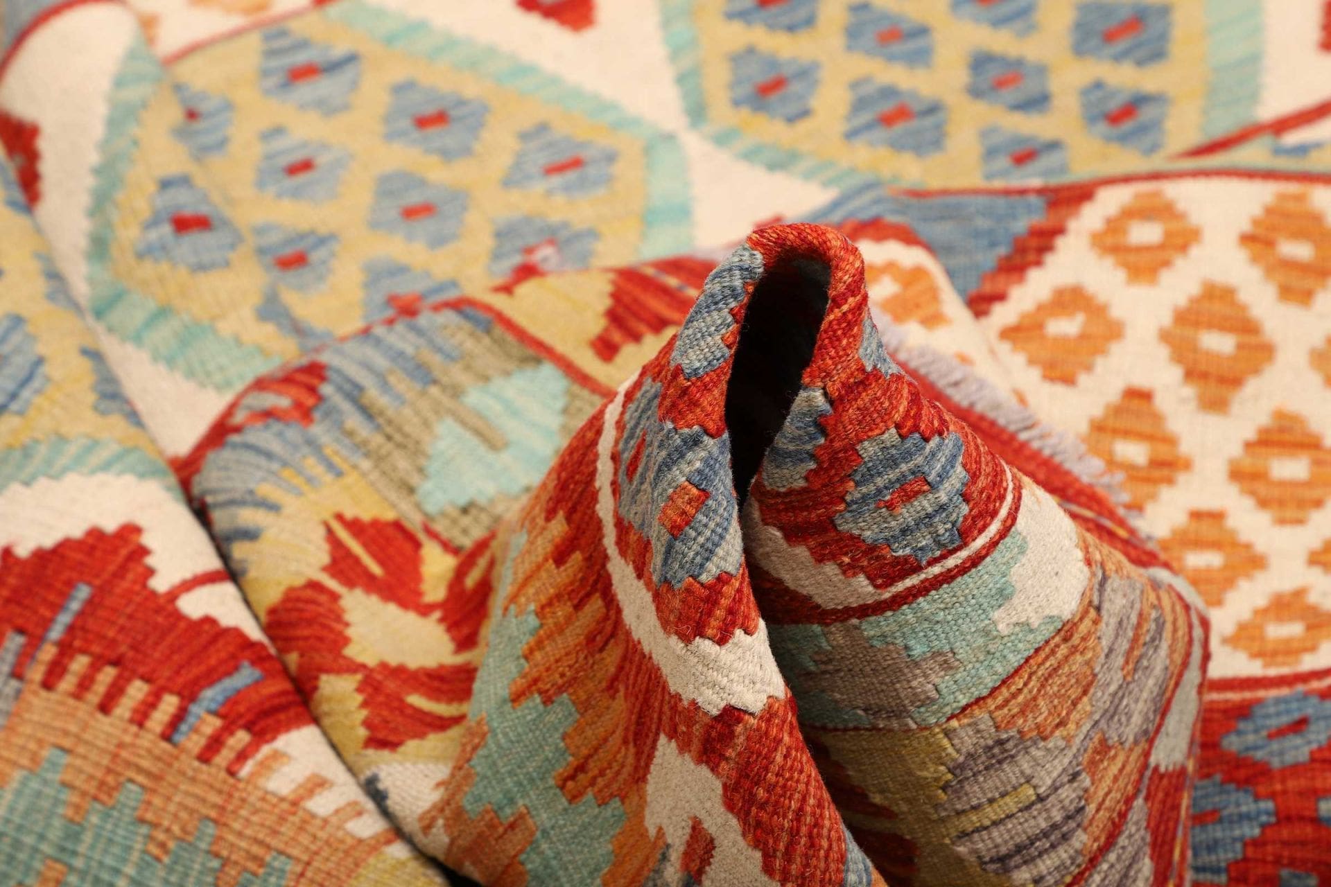 kelim-teppich-180-x-238-cm-handgewebt-rustikales-design-wolle-5 Kelim 180 × 238 cm aus Wolle, handgewebt