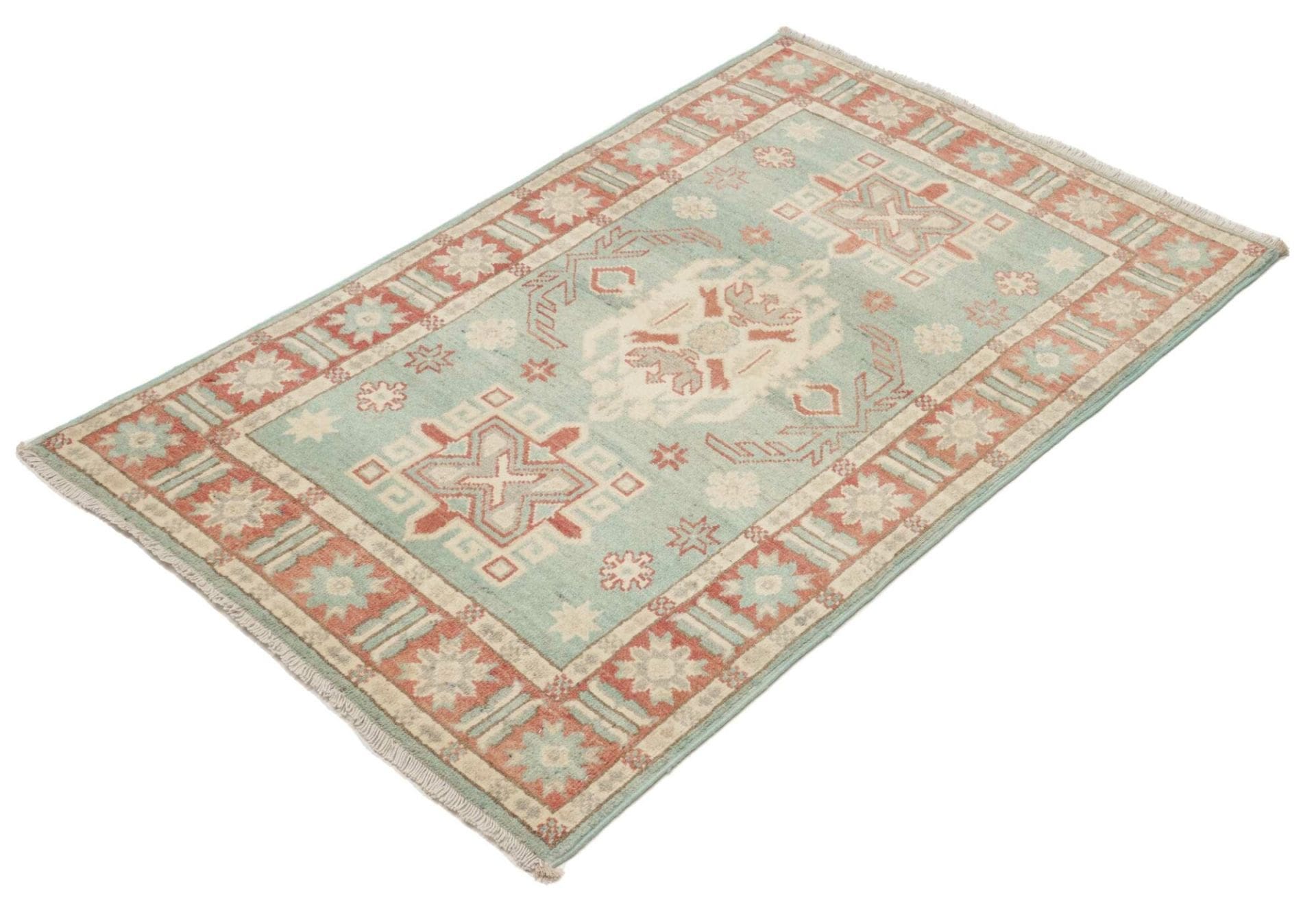 kazak-teppich-84-x-124cm-geometrisches-muster-handgeknupft-1 Handgeknüpfter Kazak Orientteppich 84 × 124 cm