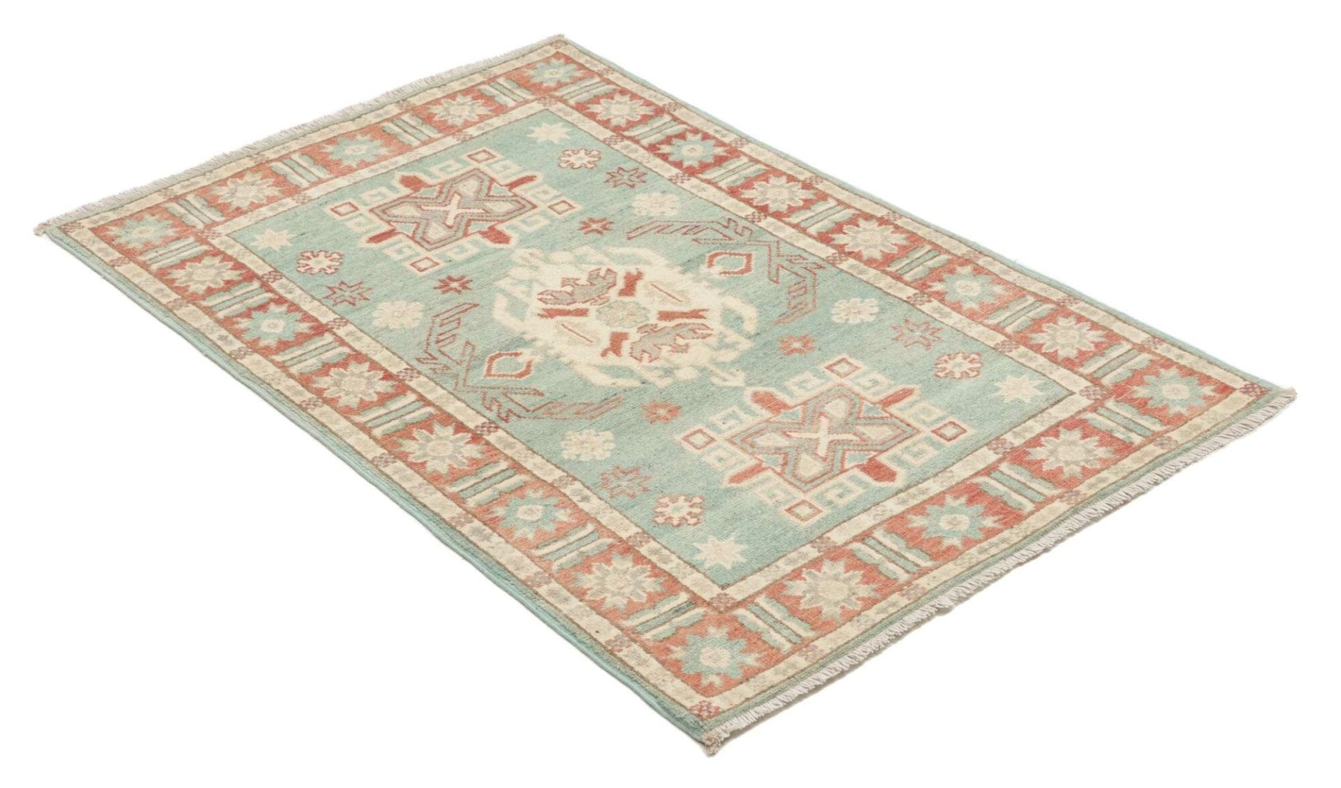 kazak-teppich-84-x-124cm-geometrisches-muster-handgeknupft-2 Handgeknüpfter Kazak Orientteppich 84 × 124 cm
