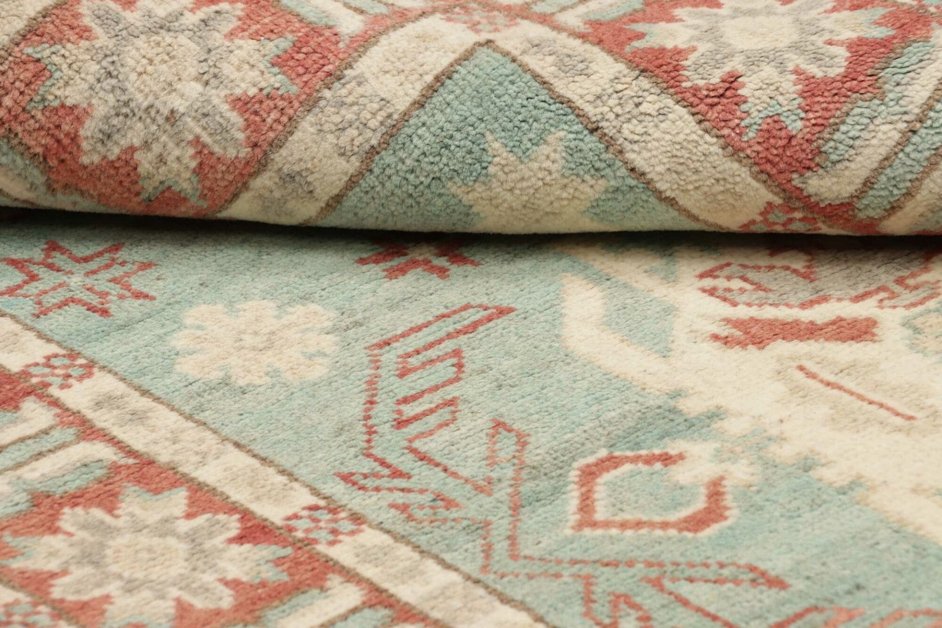 kazak-teppich-84-x-124cm-geometrisches-muster-handgeknupft-8 Handgeknüpfter Kazak Orientteppich 84 × 124 cm