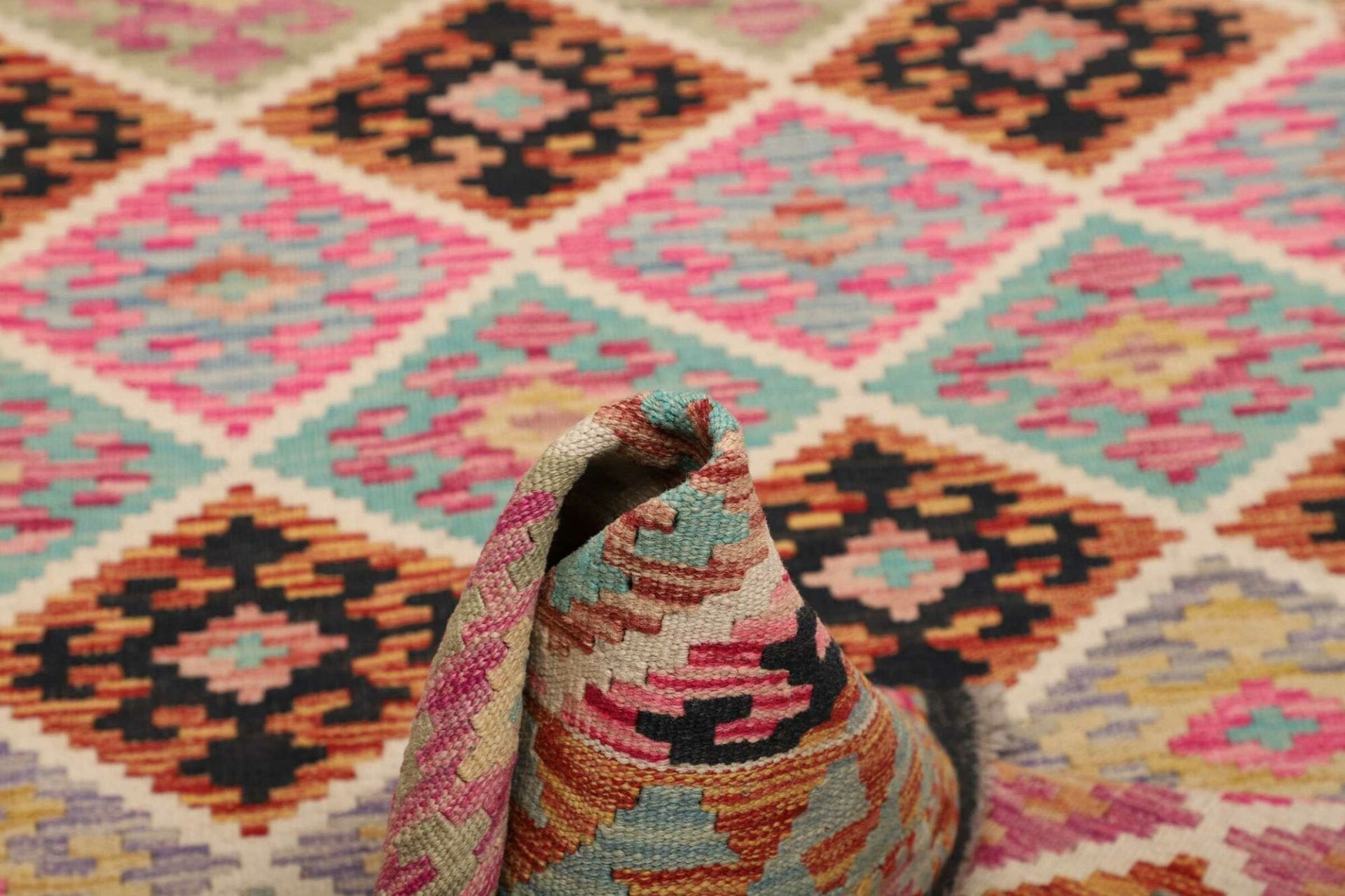 Kelim 106 × 202 cm aus Wolle, handgewebt