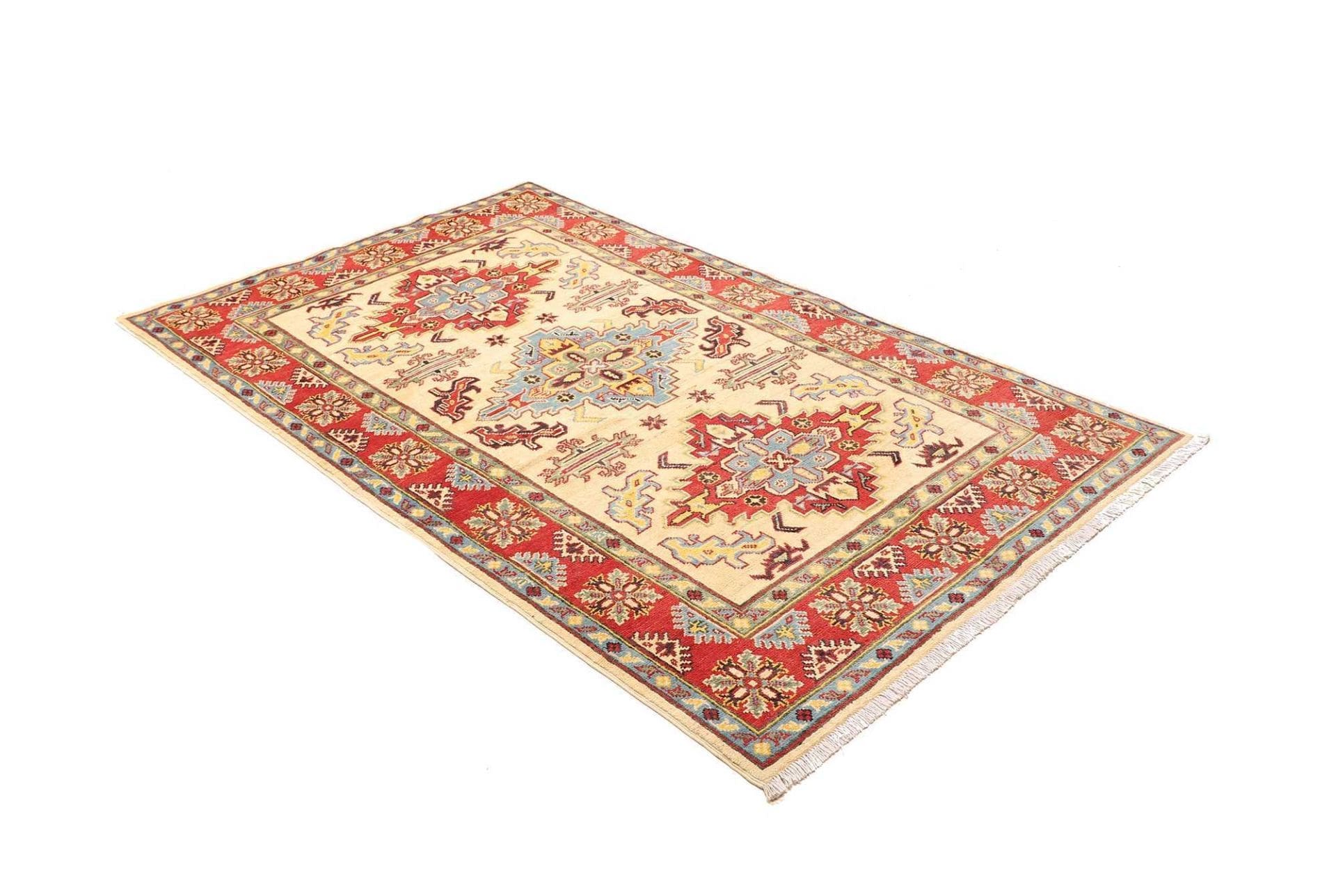 kazak-teppich-121-x-192-cm-geometrische-muster-handgeknupft-2 Kazak Orientteppich aus Pakistan, 121 × 192 cm