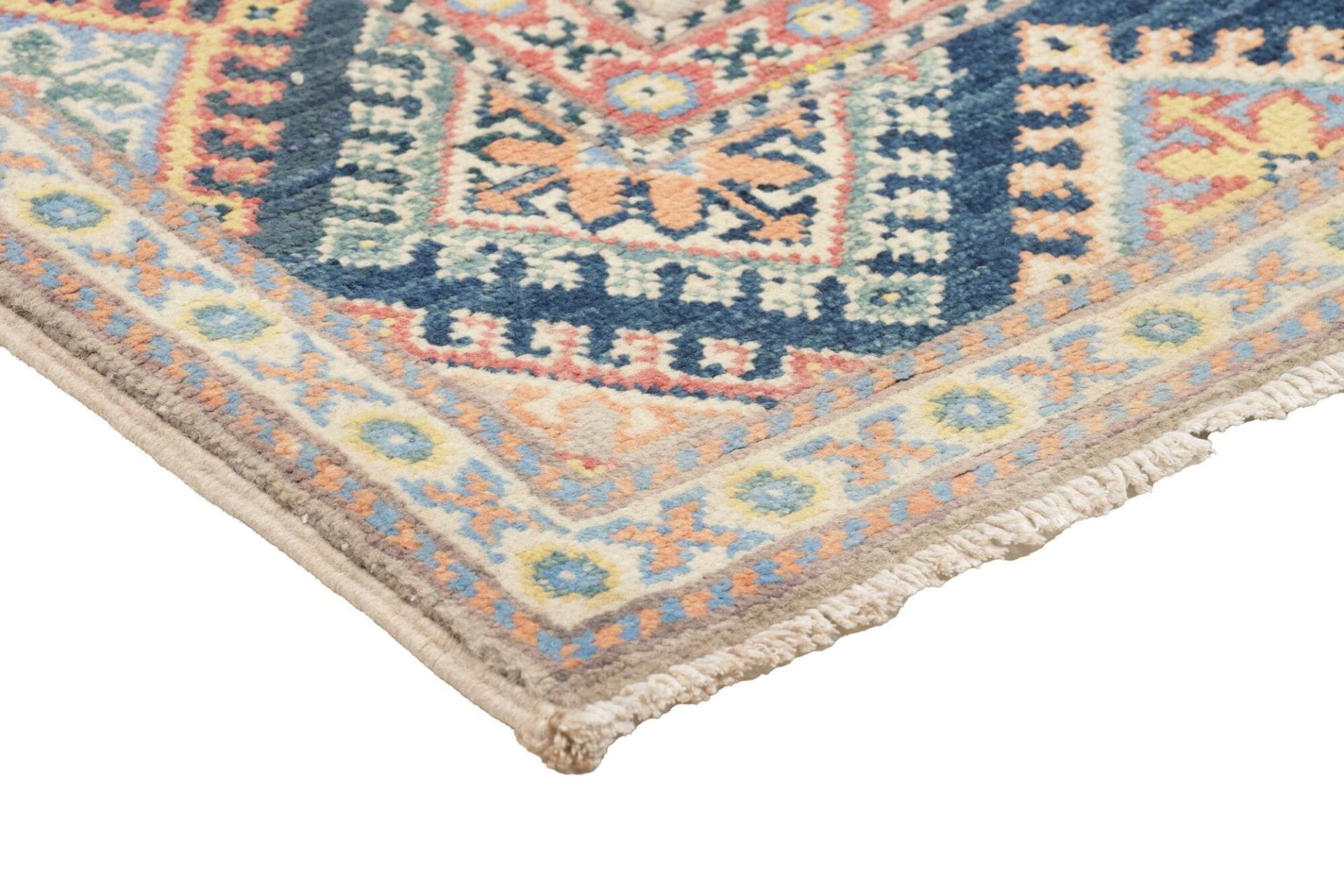 kazak-teppich-89-x-130-cm-geometrische-muster-handgeknupft-4 Kazak Orientteppich aus Pakistan, 89 × 130 cm