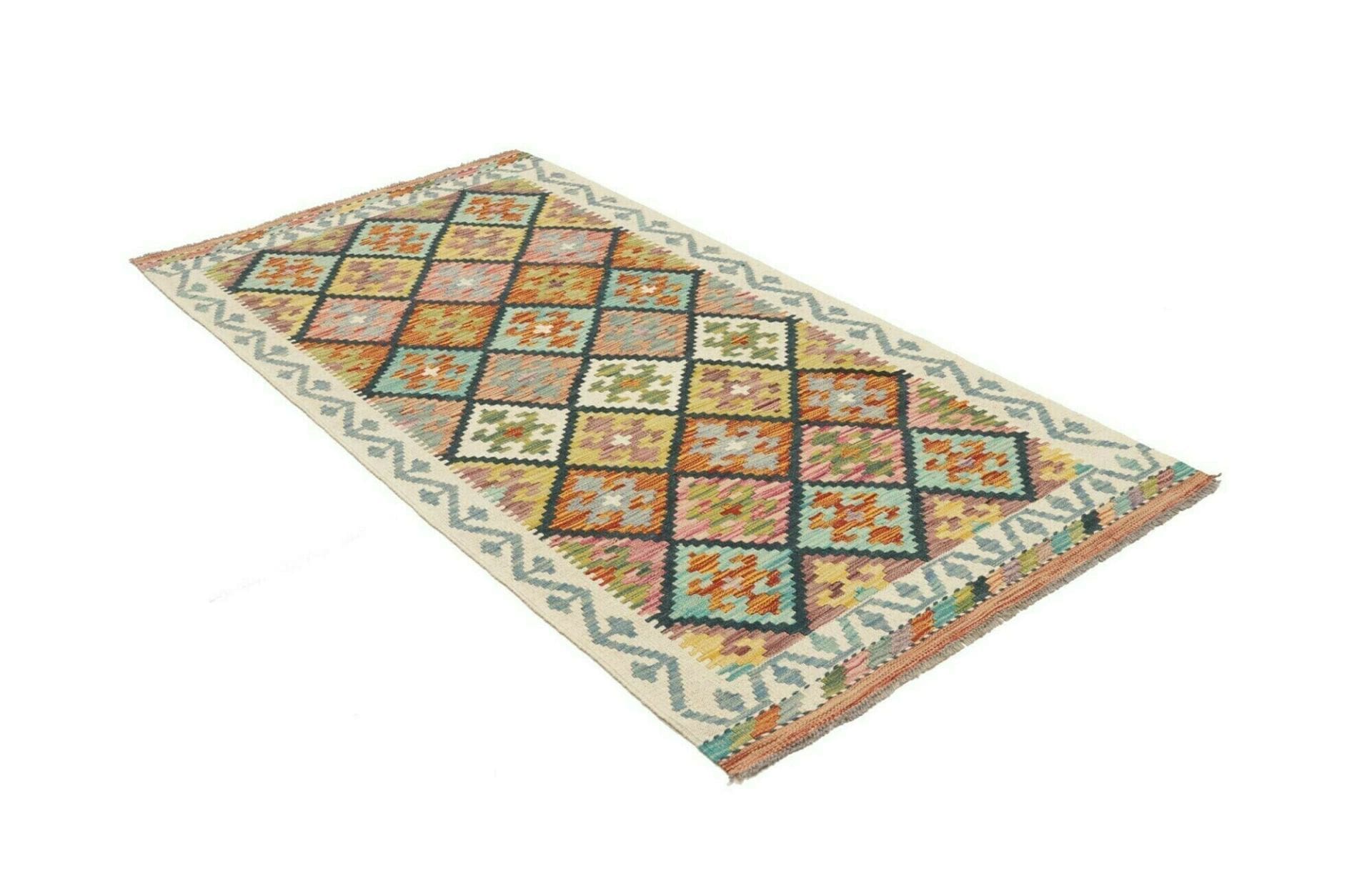 kelim-teppich-102-x-200-cm-aus-schurwolle-handgewebt-orientalisch-2 Handgewebter Kelim, 102 × 200 cm, Wolle