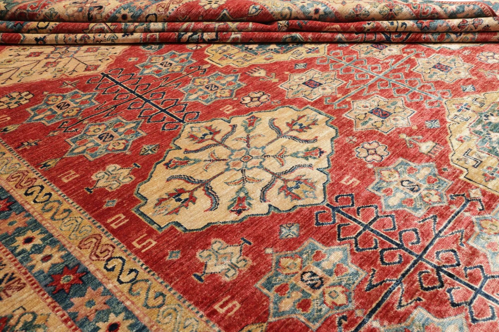 Kazak Orientteppich 281 × 374 cm aus Wolle, handgeknüpft
