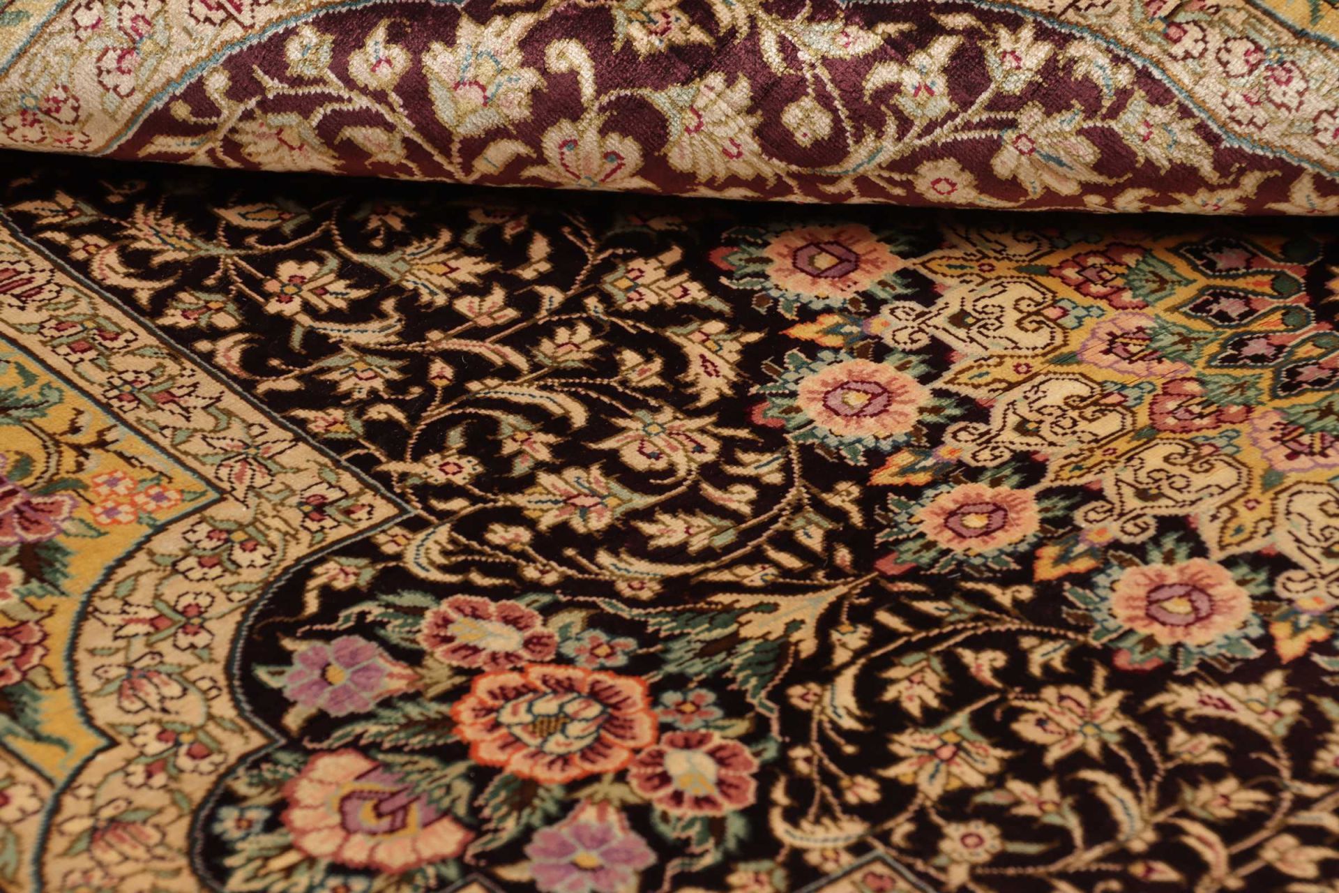 Ghom Perserteppich aus Iran, 82 × 124 cm