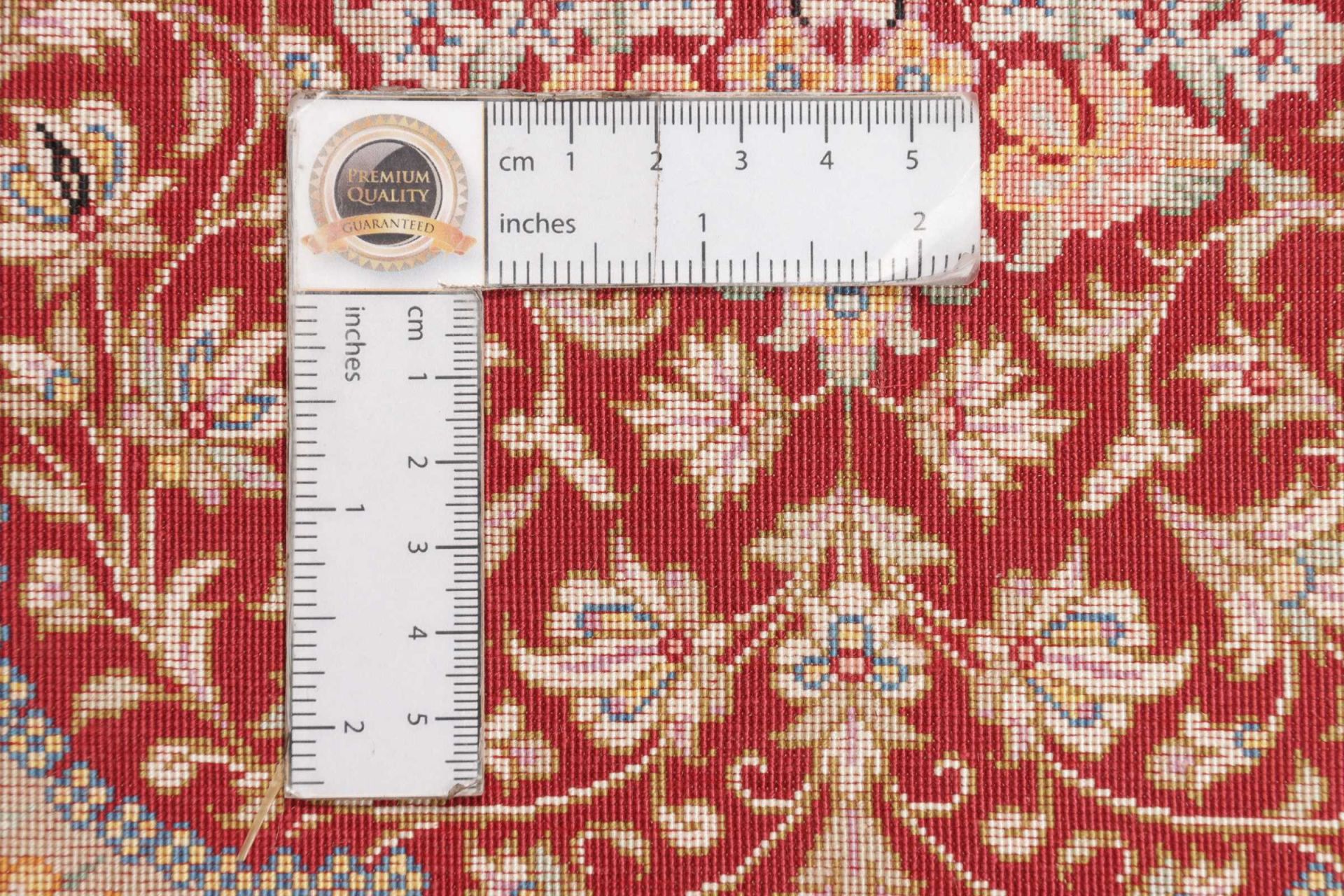 Handgeknüpfter Ghom Perserteppich, 77 × 118 cm, Seide