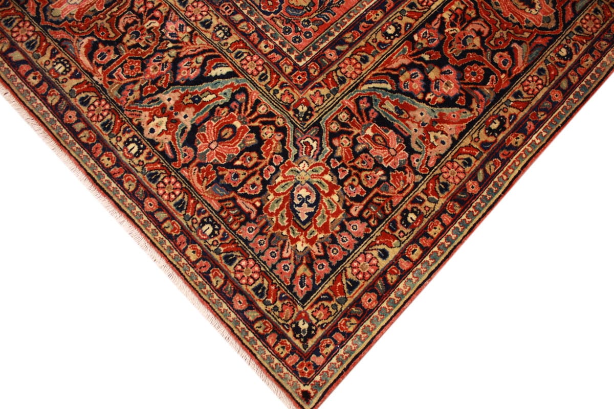 antiker-amerikanischer-sarough-405x307-cm-florale-motive-handgeknupft-4 Handgeknüpfter Sarough Farahan Perserteppich, Wolle