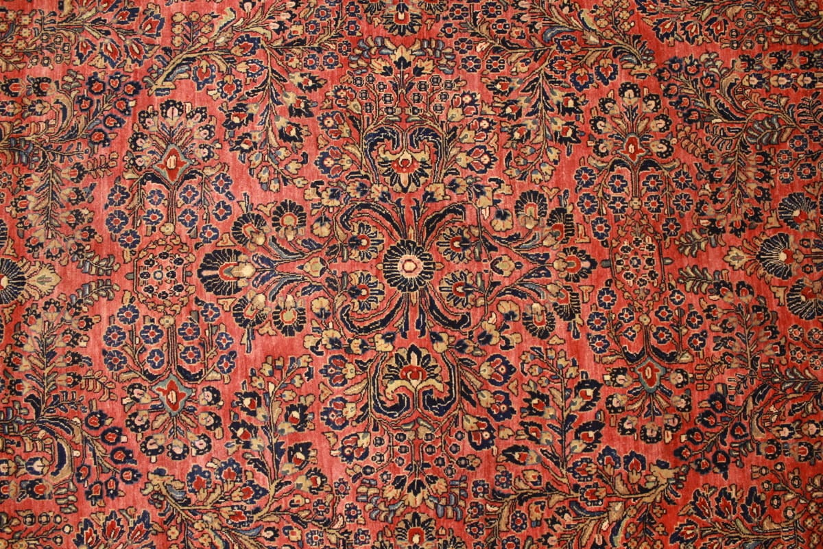 antiker-amerikanischer-sarough-405x307-cm-florale-motive-handgeknupft-7 Handgeknüpfter Sarough Farahan Perserteppich, Wolle