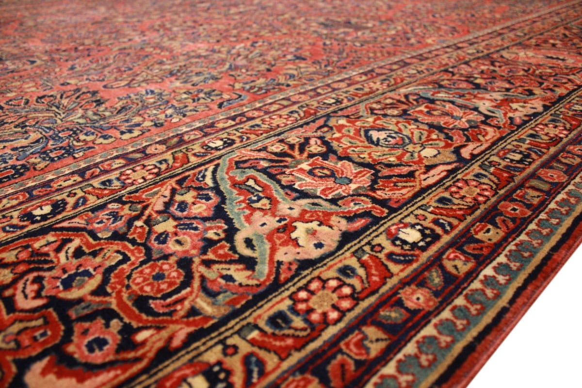 antiker-amerikanischer-sarough-405x307-cm-florale-motive-handgeknupft-8 Handgeknüpfter Sarough Farahan Perserteppich, Wolle