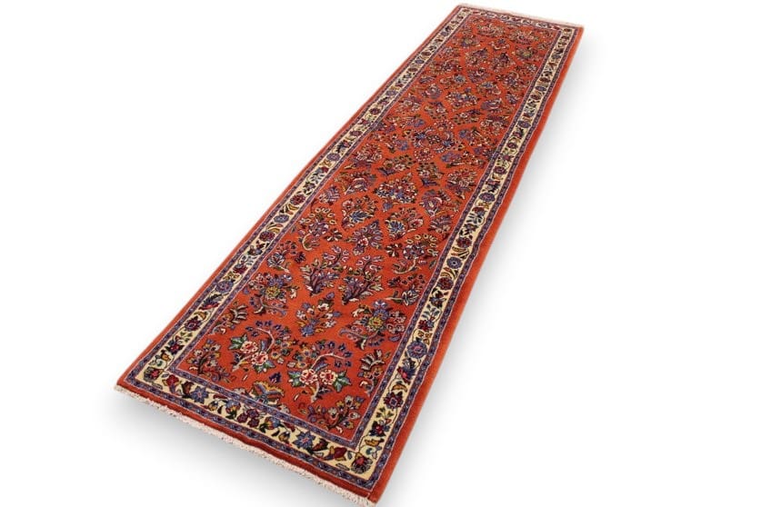 perser-teppich-saroug-laufer-304x81-cm-farbenfrohe-blumenmuster-handgeknupft-3 Handgeknüpfter Sarough Farahan Perserteppich, Wolle