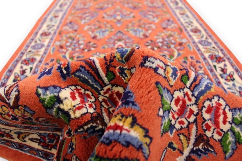 perser-teppich-saroug-laufer-304x81-cm-farbenfrohe-blumenmuster-handgeknupft-7 Handgeknüpfter Sarough Farahan Perserteppich, Wolle