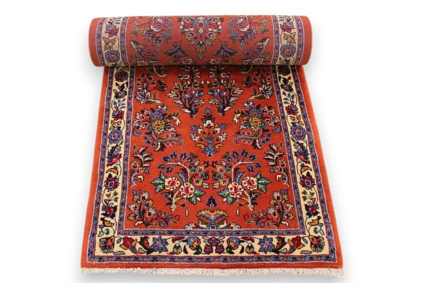perser-teppich-saroug-laufer-304x81-cm-farbenfrohe-blumenmuster-handgeknupft-8 Handgeknüpfter Sarough Farahan Perserteppich, Wolle