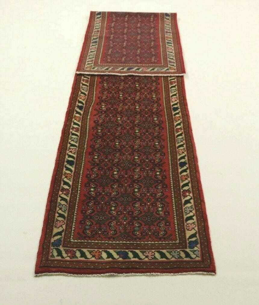 Handgeknüpfter Hamadan Perserteppich, 390 × 82 cm, Wolle
