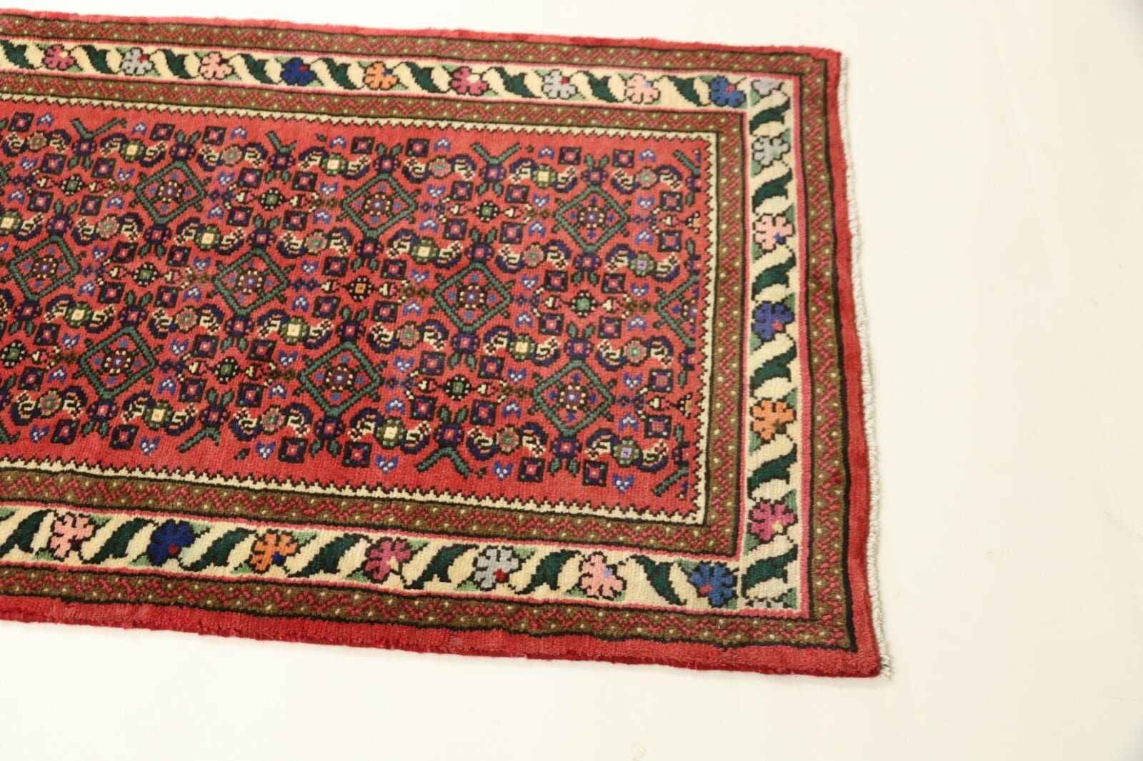 Handgeknüpfter Hamadan Perserteppich, 390 × 82 cm, Wolle