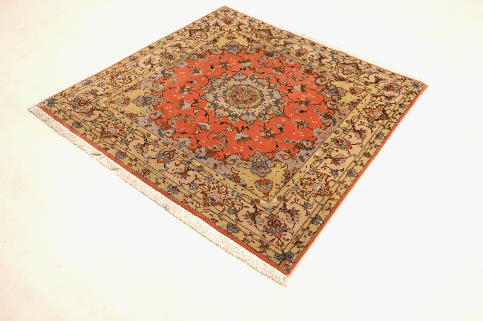 Täbriz Perserteppich 152 × 151 cm aus Wolle & Seide, handgeknüpft