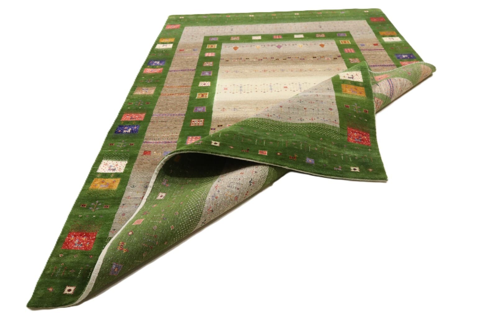 Handgeknüpfter Gabbeh Loribaft Orientteppich, 306 × 211 cm, Wolle