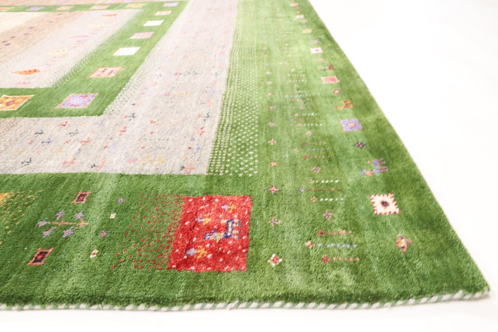 Handgeknüpfter Gabbeh Loribaft Orientteppich, 306 × 211 cm, Wolle