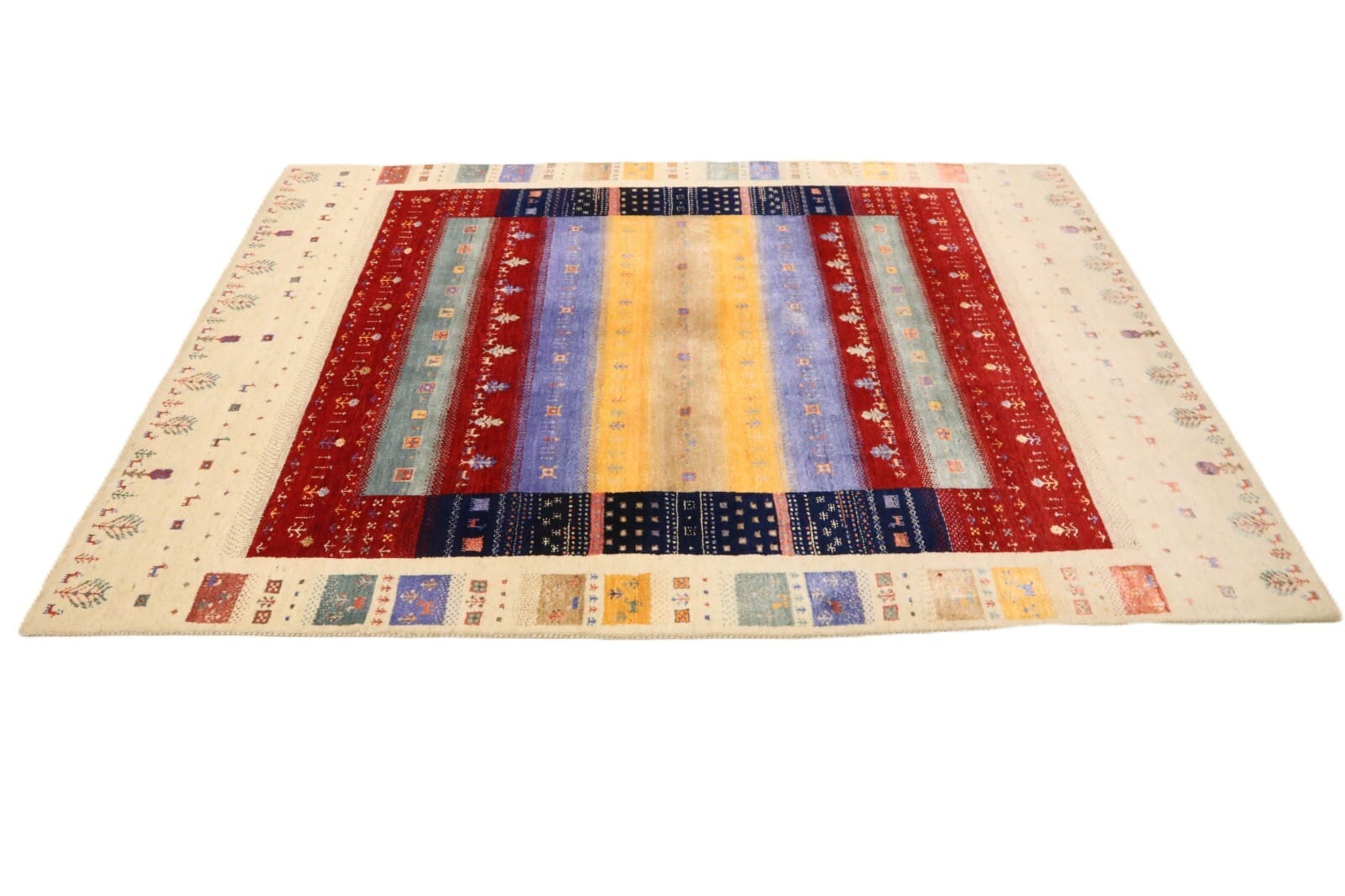 Gabbeh Loribaft Orientteppich aus Indien, 245 × 174 cm