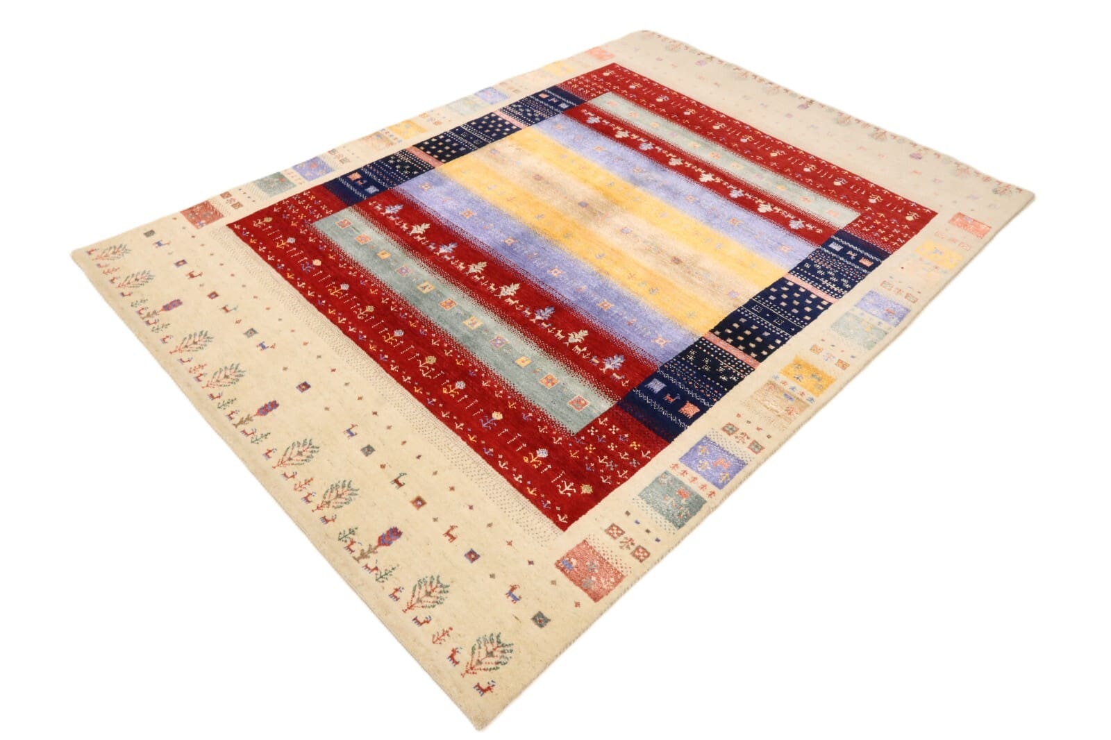 Gabbeh Loribaft Orientteppich aus Indien, 245 × 174 cm