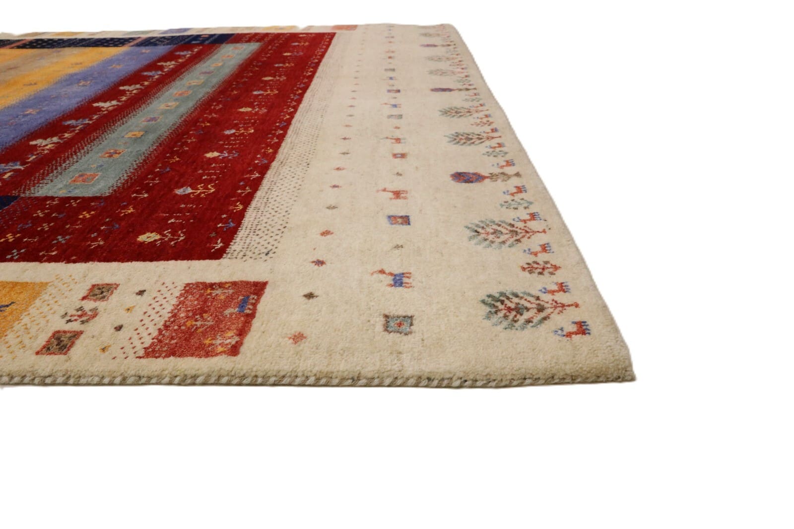 Gabbeh Loribaft Orientteppich aus Indien, 245 × 174 cm