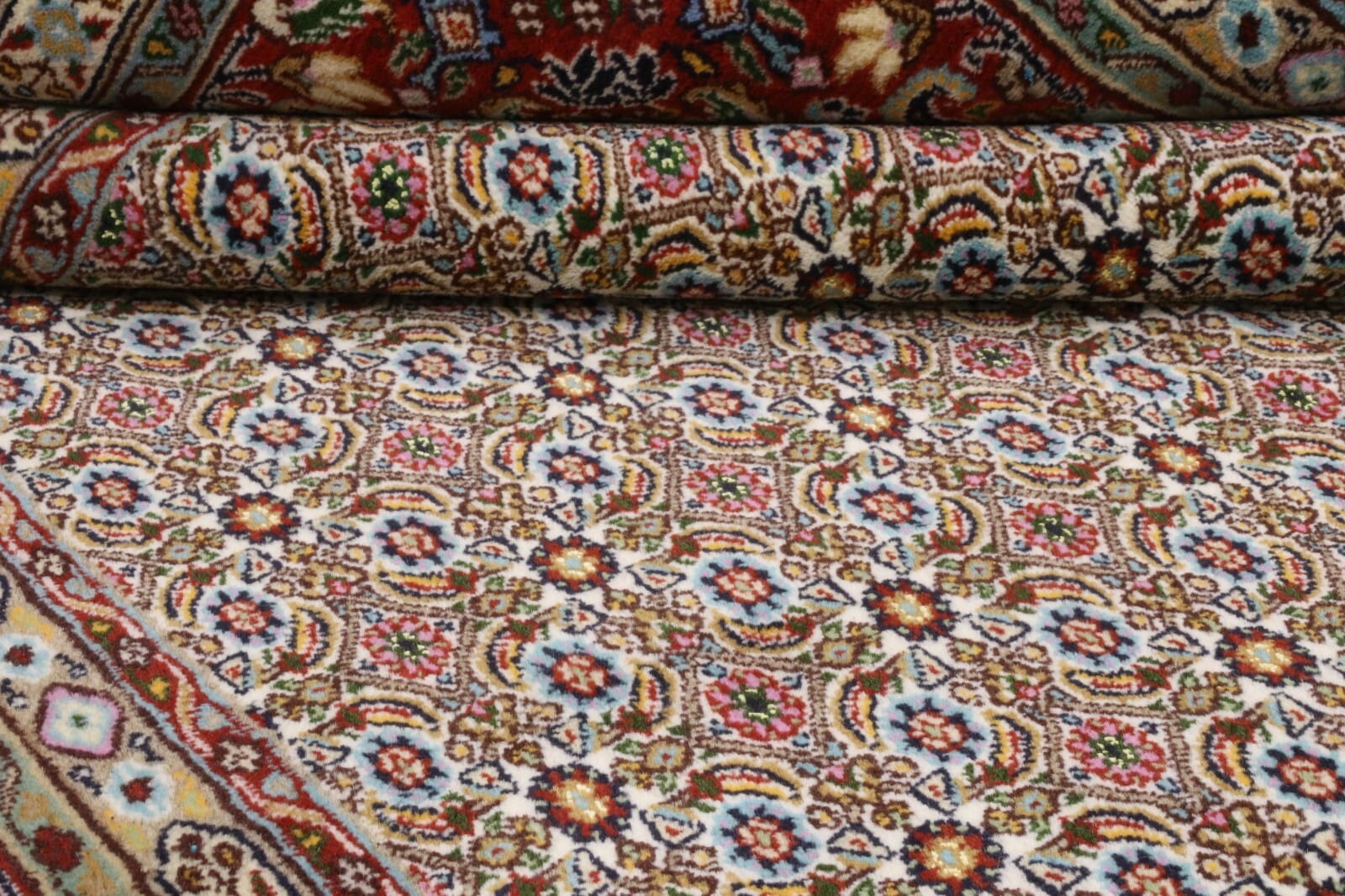 Handgeknüpfter Moud Perserteppich, 246 × 169 cm, Wolle & Seide