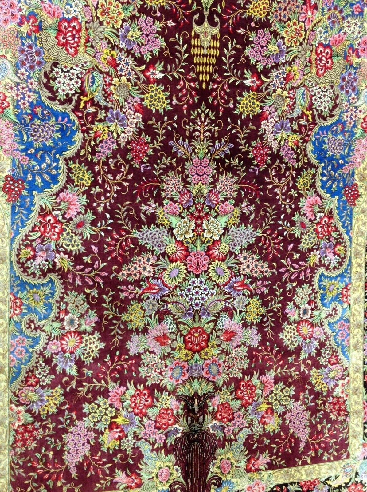 Wunderschöner Ghom Seidenteppich 199 x 129 cm, 1.000.000 Knoten, handgeknüpft