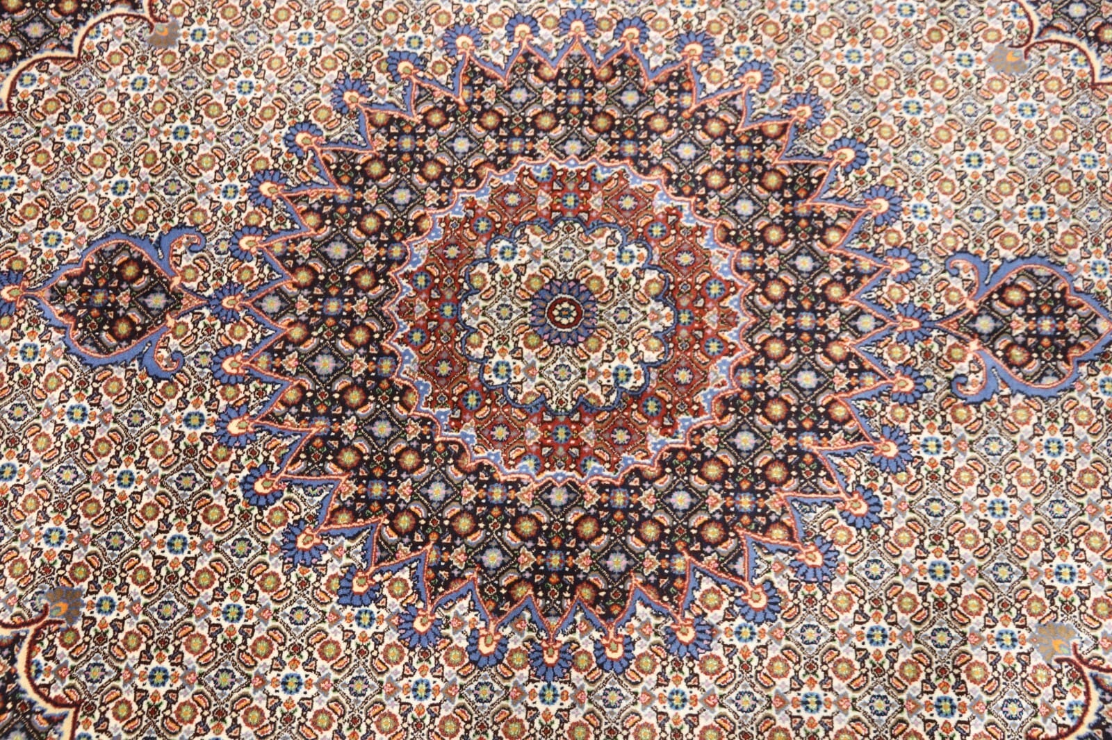 Handgeknüpfter Moud Perserteppich, 294 × 246 cm, Wolle & Seide
