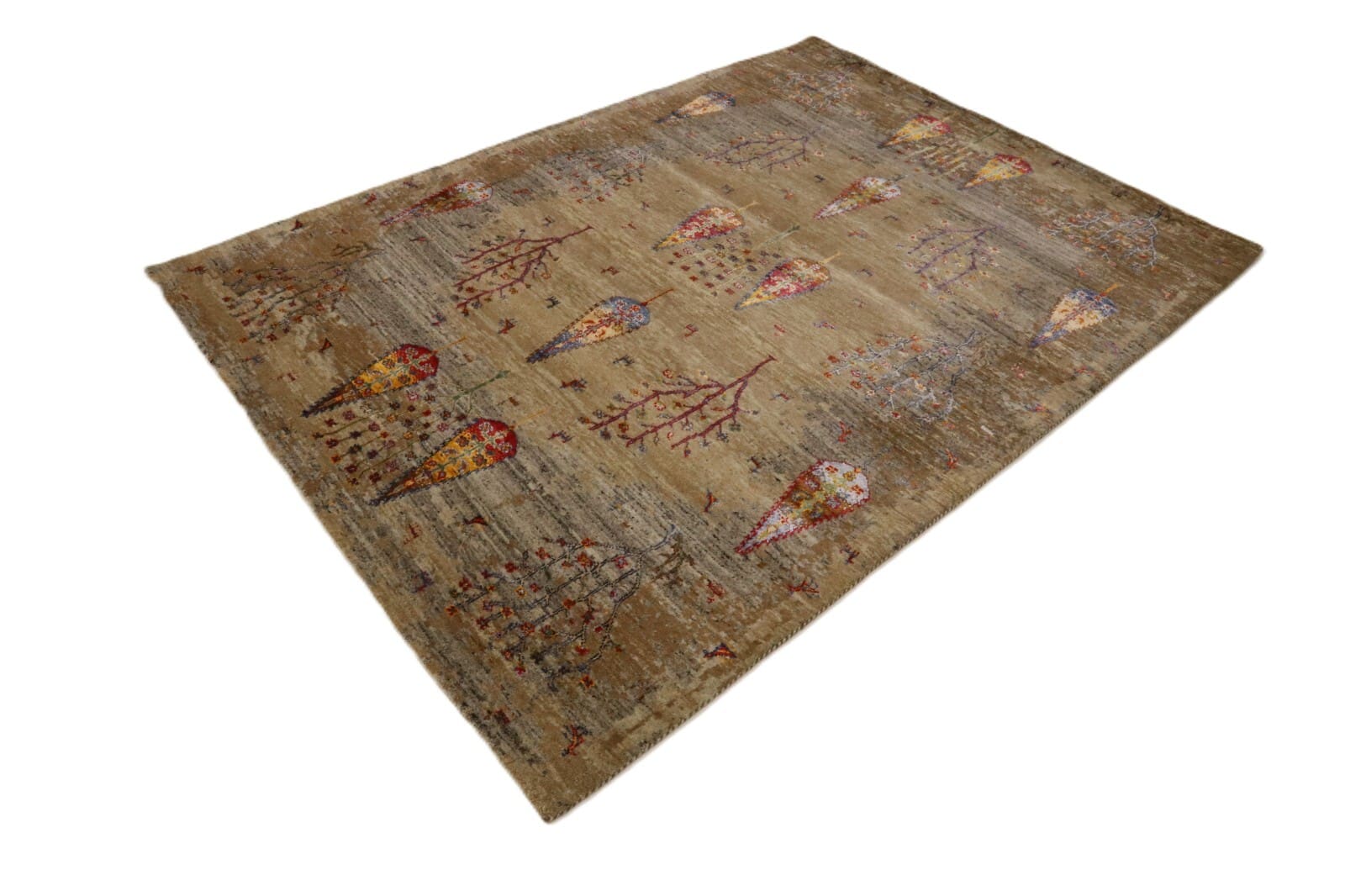 Handgeknüpfter Gabbeh Loribaft Orientteppich, 243 × 179 cm, Wolle & Seide