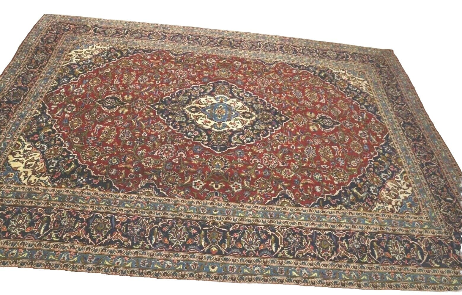 Kashan Perserteppich 346 × 244 cm aus Wolle, handgeknüpft