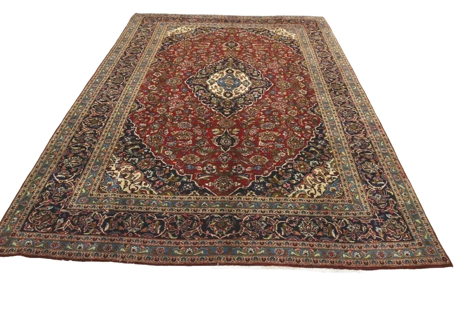Kashan Perserteppich 346 × 244 cm aus Wolle, handgeknüpft