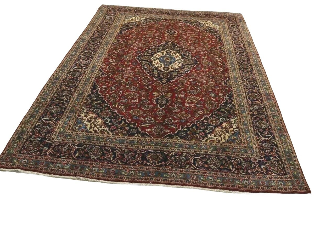Kashan Perserteppich 346 × 244 cm aus Wolle, handgeknüpft