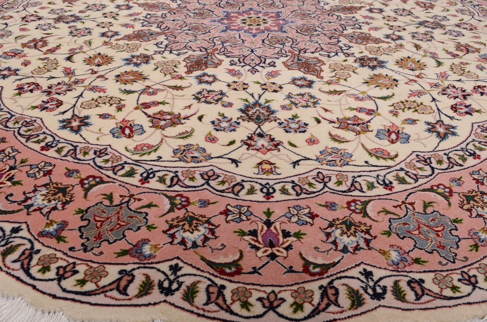 Täbriz Perserteppich 195 × 195 cm aus Wolle & Seide, handgeknüpft