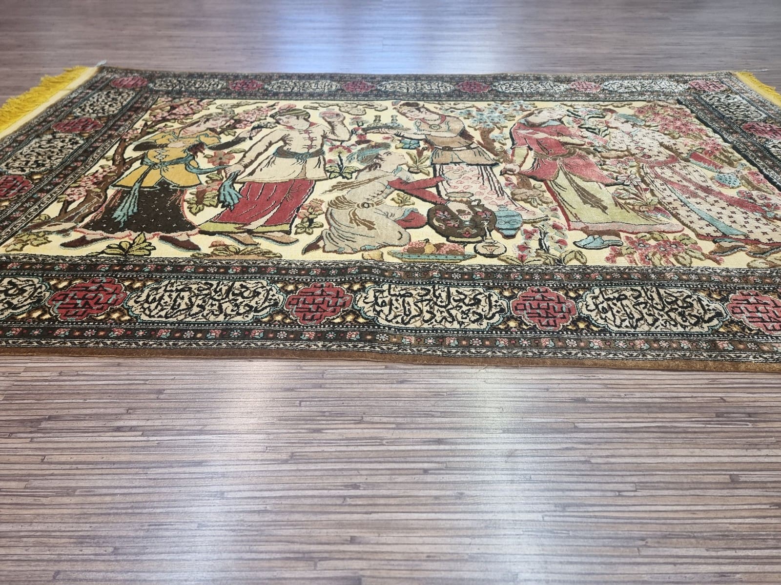 Ghom Perserteppich 166 × 105 cm aus Seide, handgeknüpft