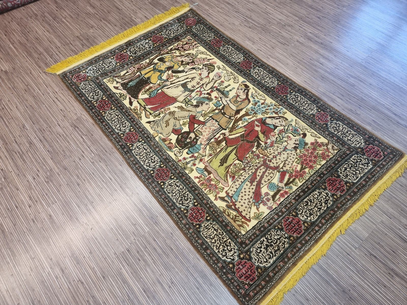 Ghom Perserteppich 166 × 105 cm aus Seide, handgeknüpft
