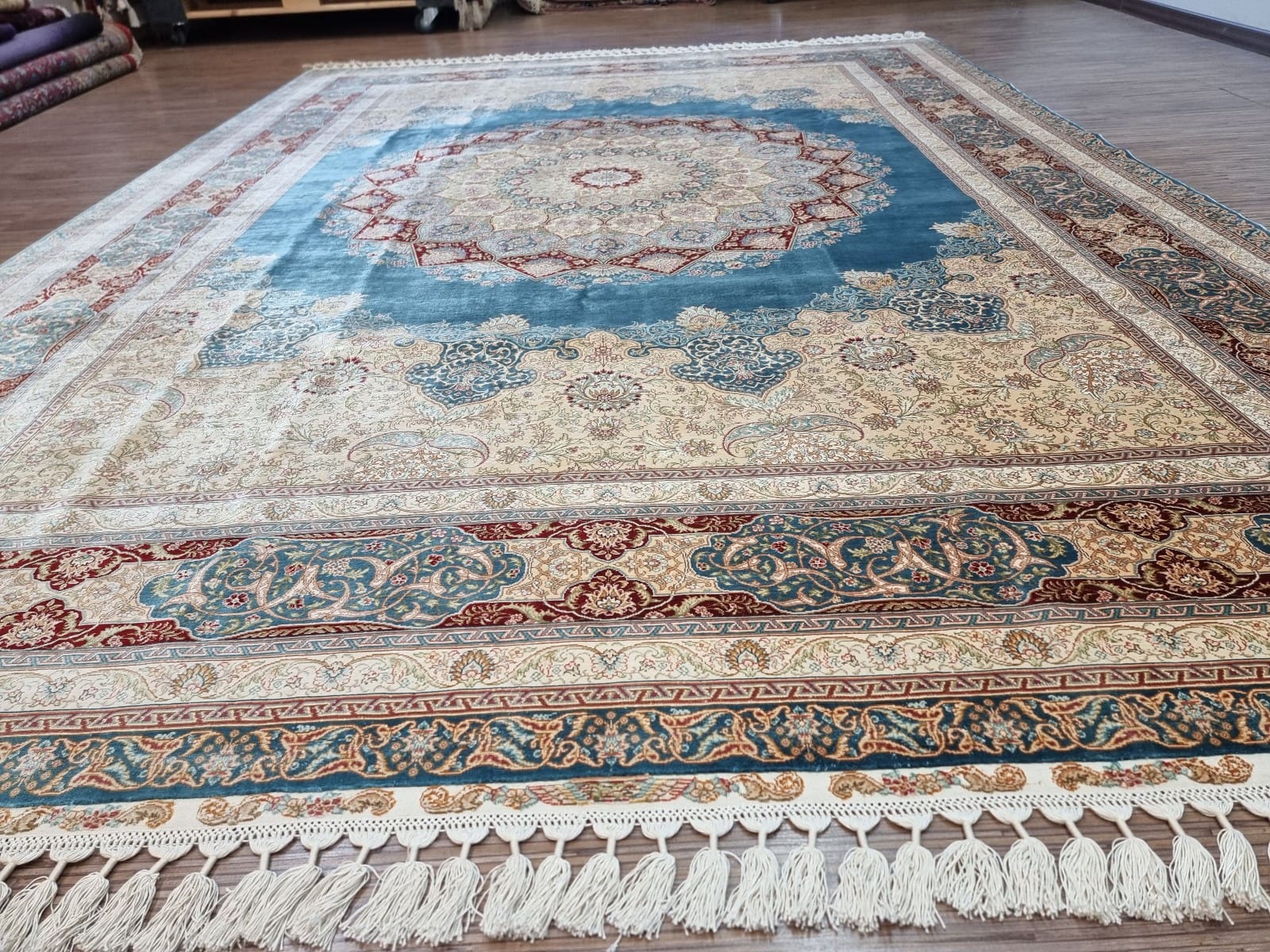 Handgeknüpfter Hereke Orientteppich, 304 × 217 cm, Seide