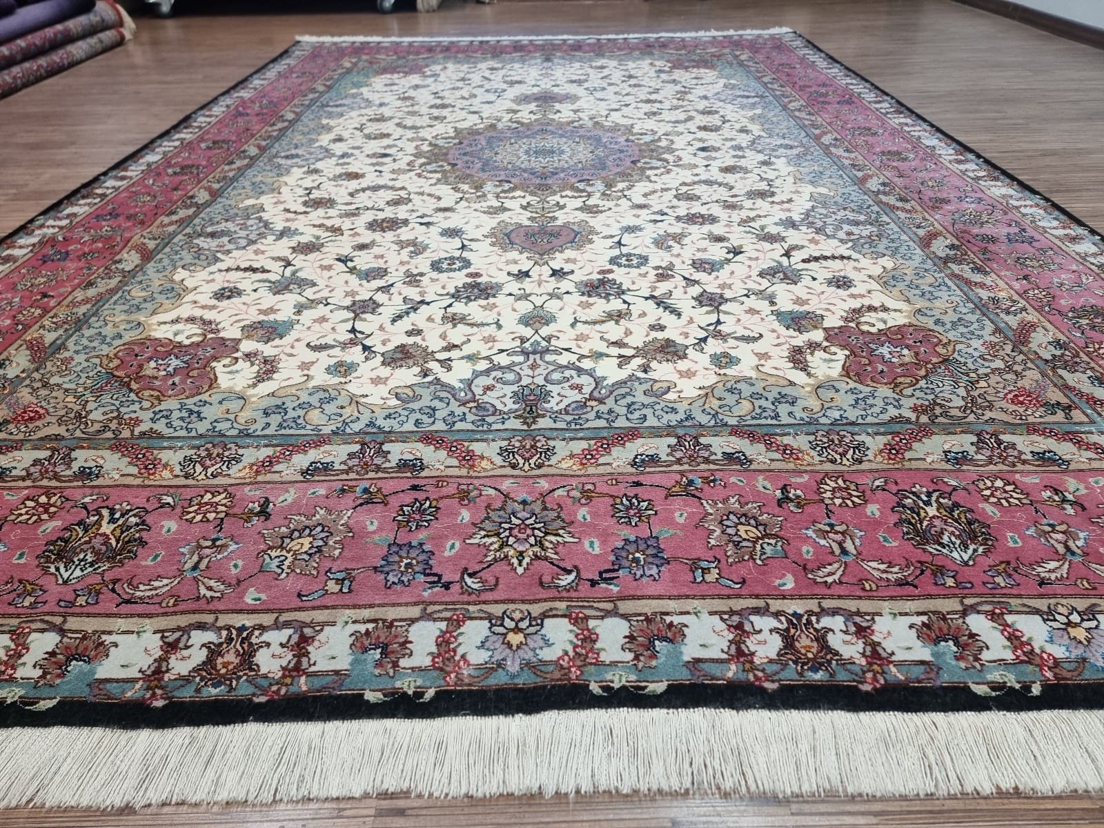 Handgeknüpfter Täbriz Perserteppich, 304 × 200 cm, Wolle & Seide