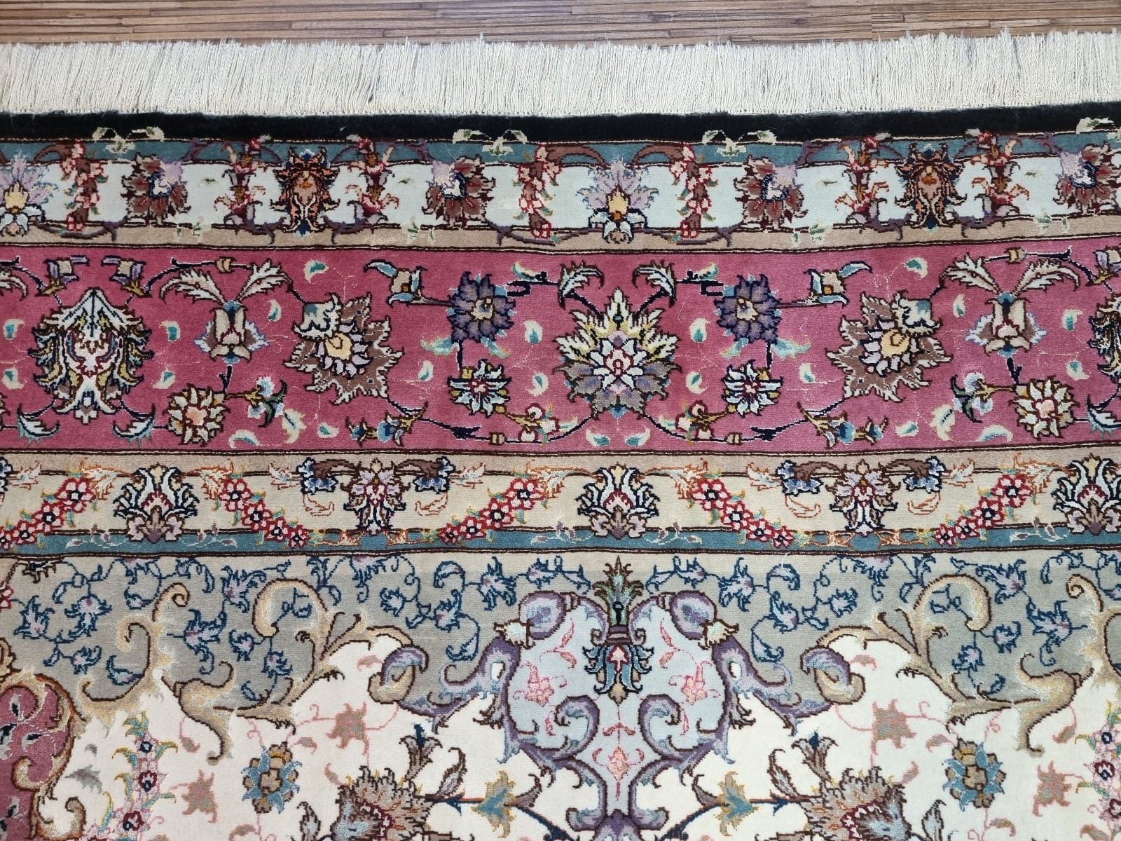 Handgeknüpfter Täbriz Perserteppich, 304 × 200 cm, Wolle & Seide