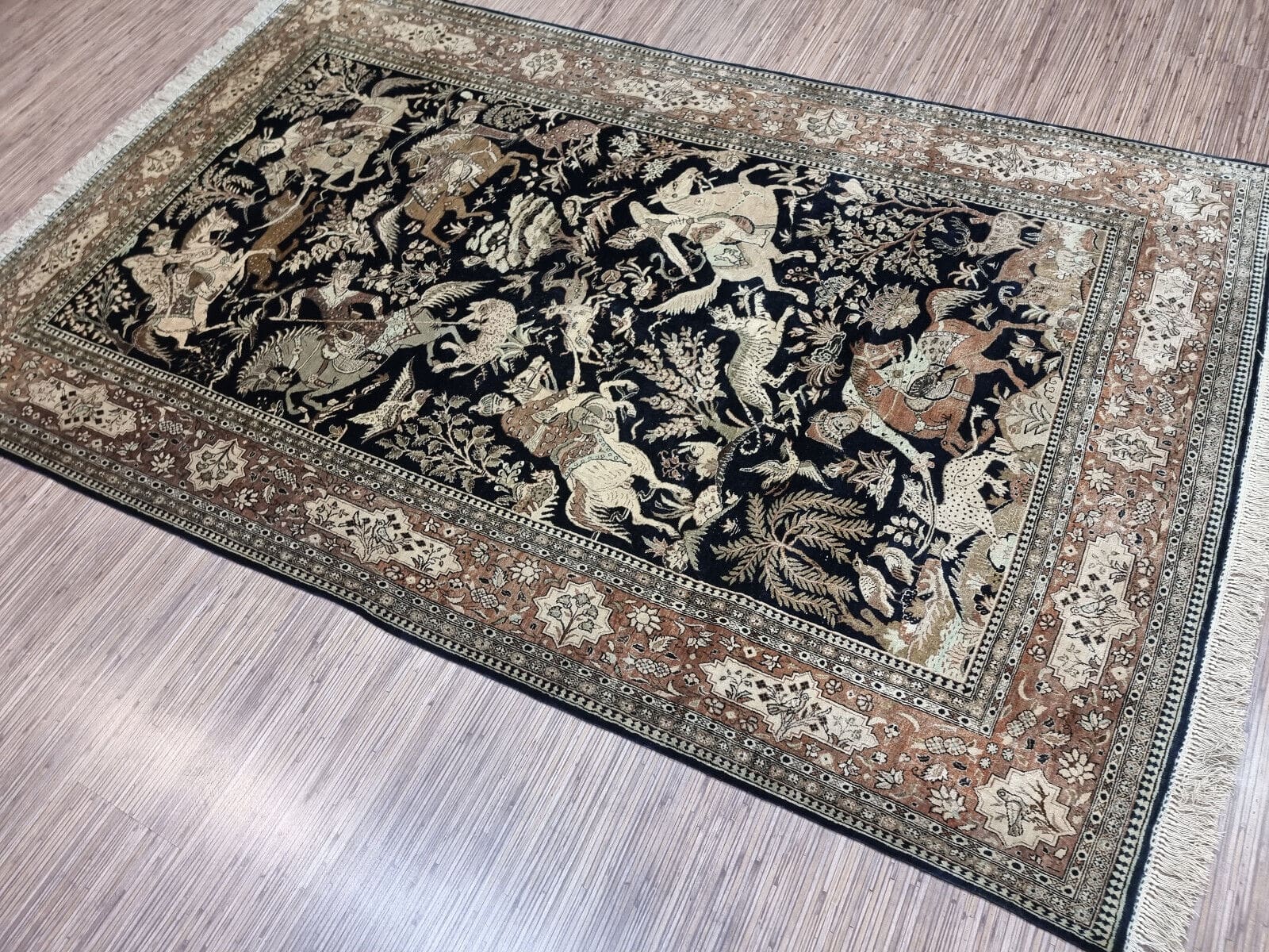 Wunderschöner Persischer Ghom Seidenteppich 216×136 cm, 700.000 K/m², handgeknüpft H1