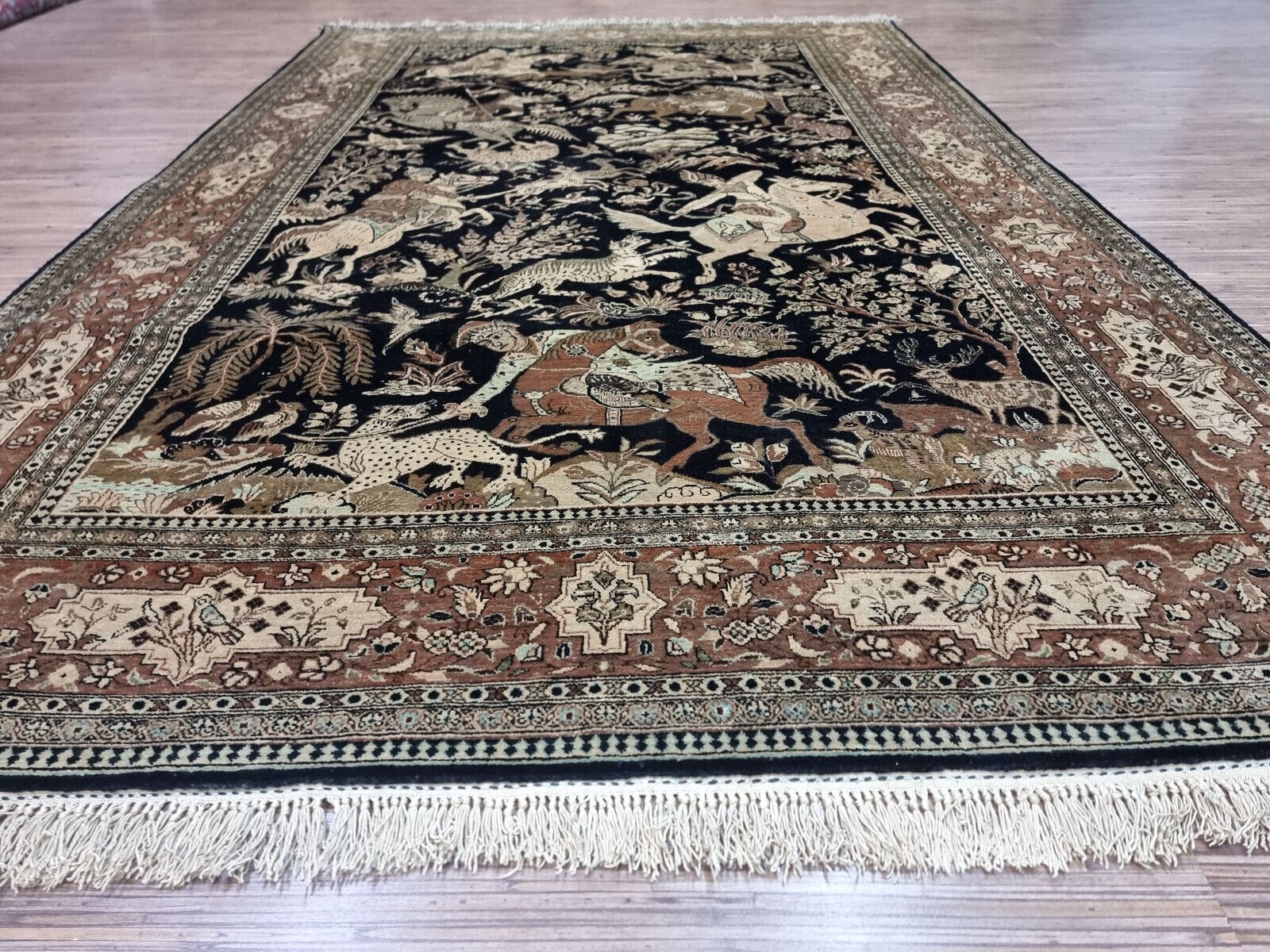 Wunderschöner Persischer Ghom Seidenteppich 216×136 cm, 700.000 K/m², handgeknüpft H1